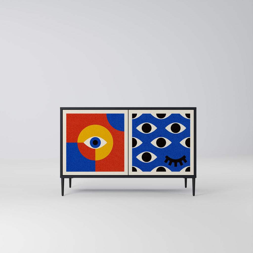GEOMETRIC EYES 2-Door Sideboard in Black Finish