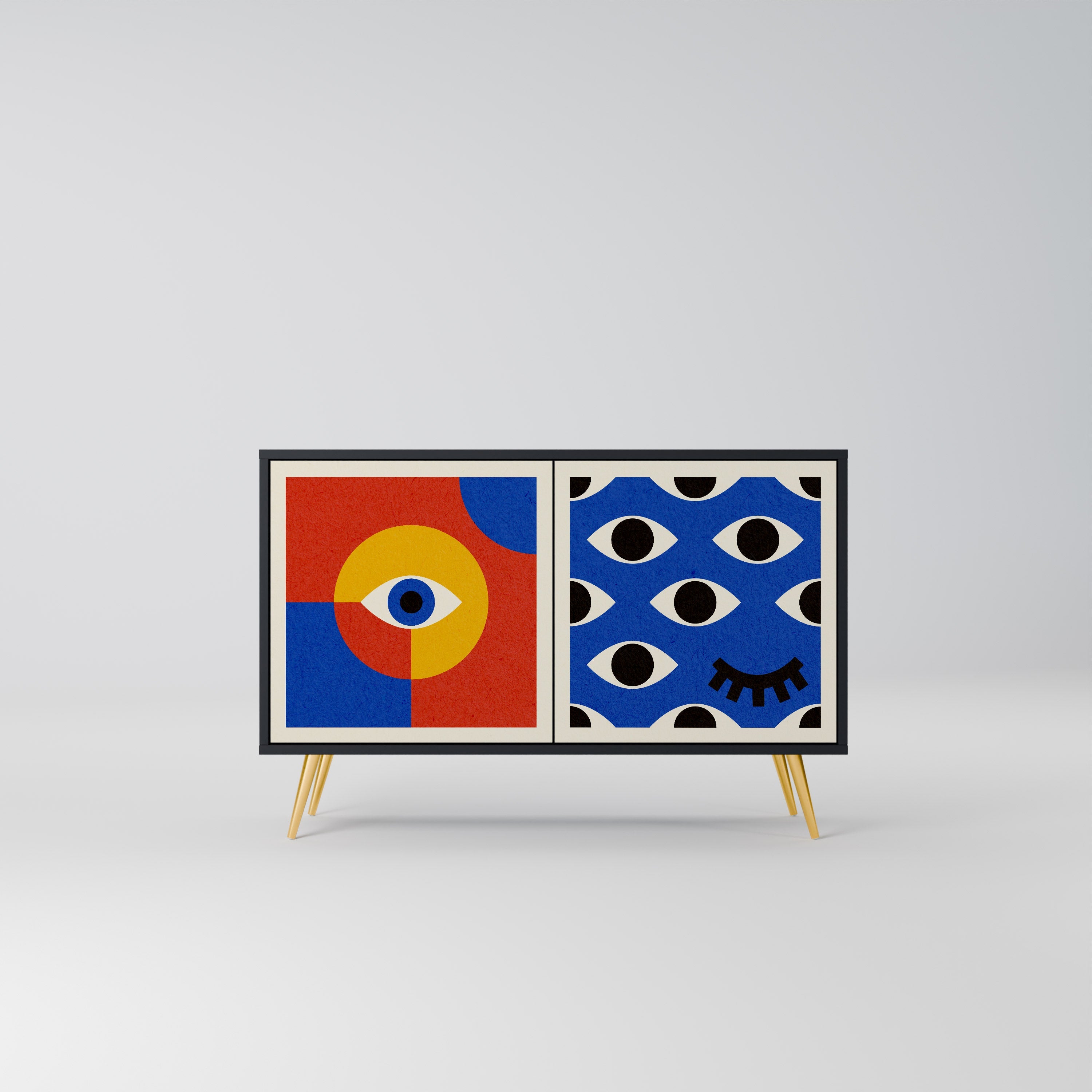 GEOMETRIC EYES 2-Door Sideboard in Black Finish