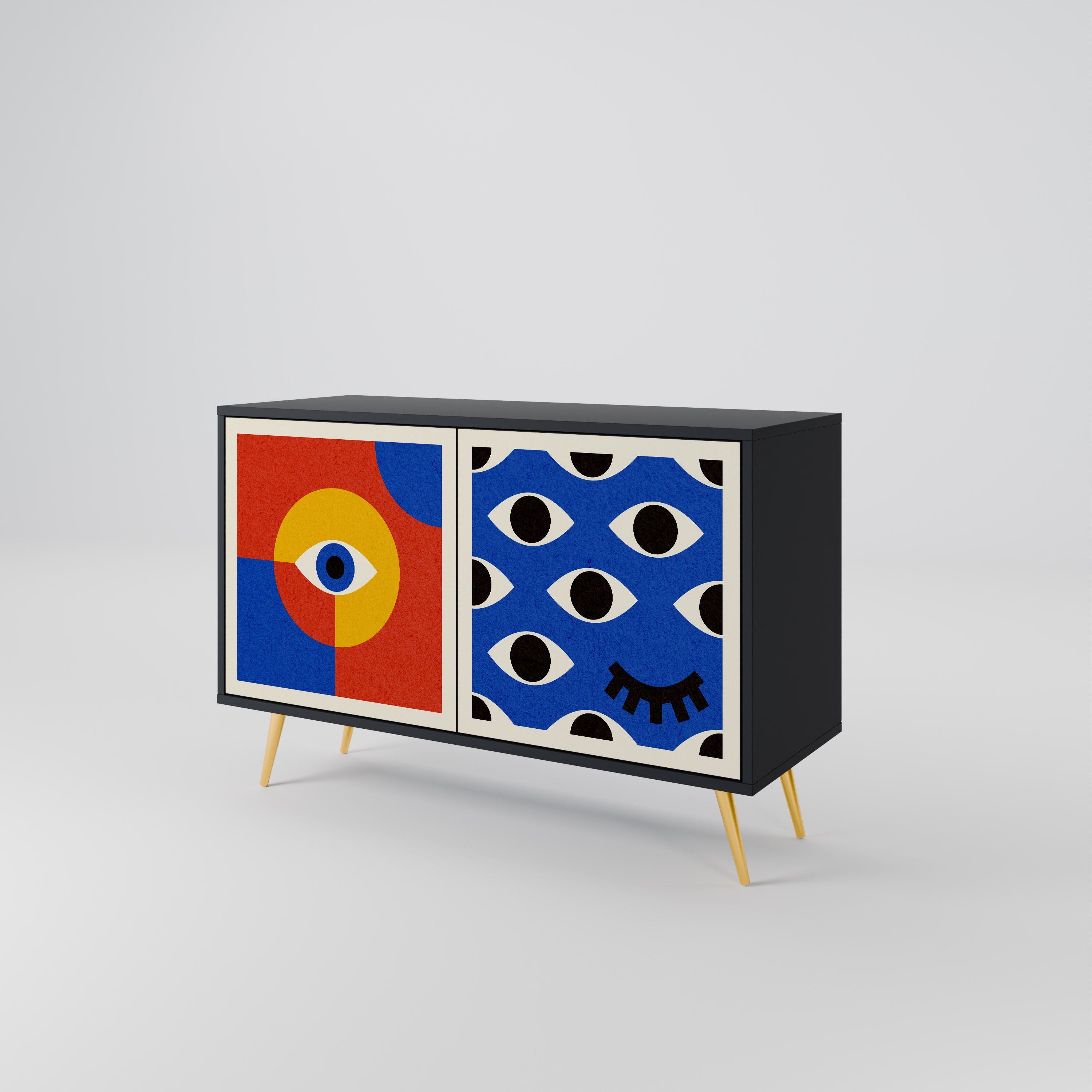 GEOMETRIC EYES 2-Door Sideboard in Black Finish