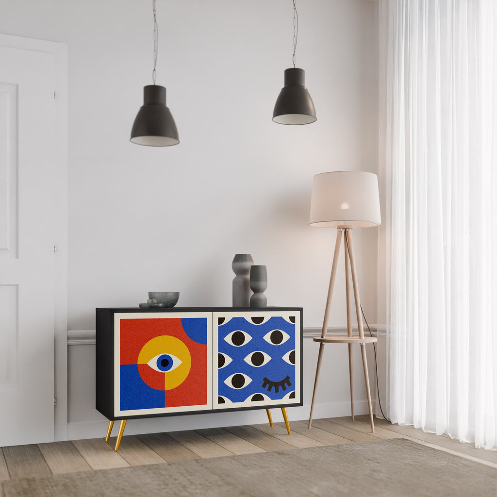 GEOMETRIC EYES 2-Door Sideboard in Black Finish