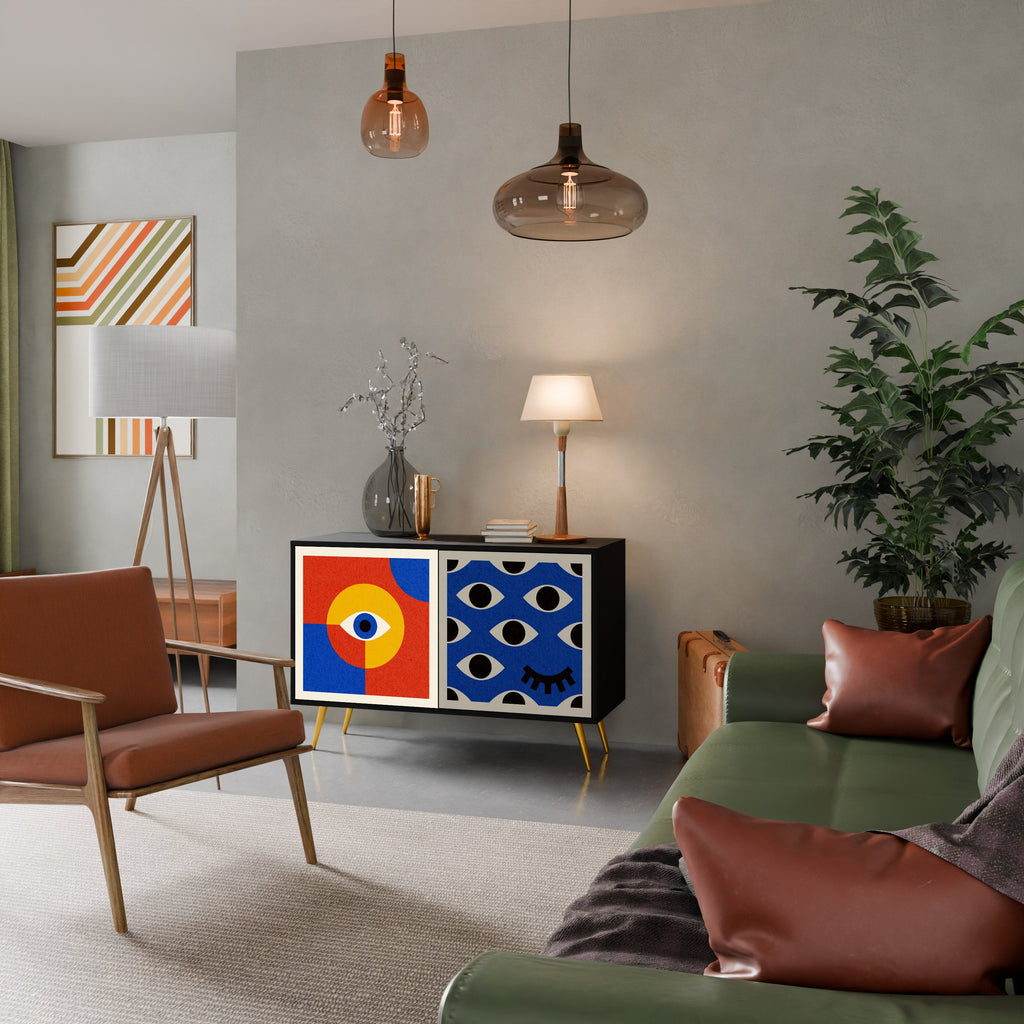 GEOMETRIC EYES 2-Door Sideboard in Black Finish