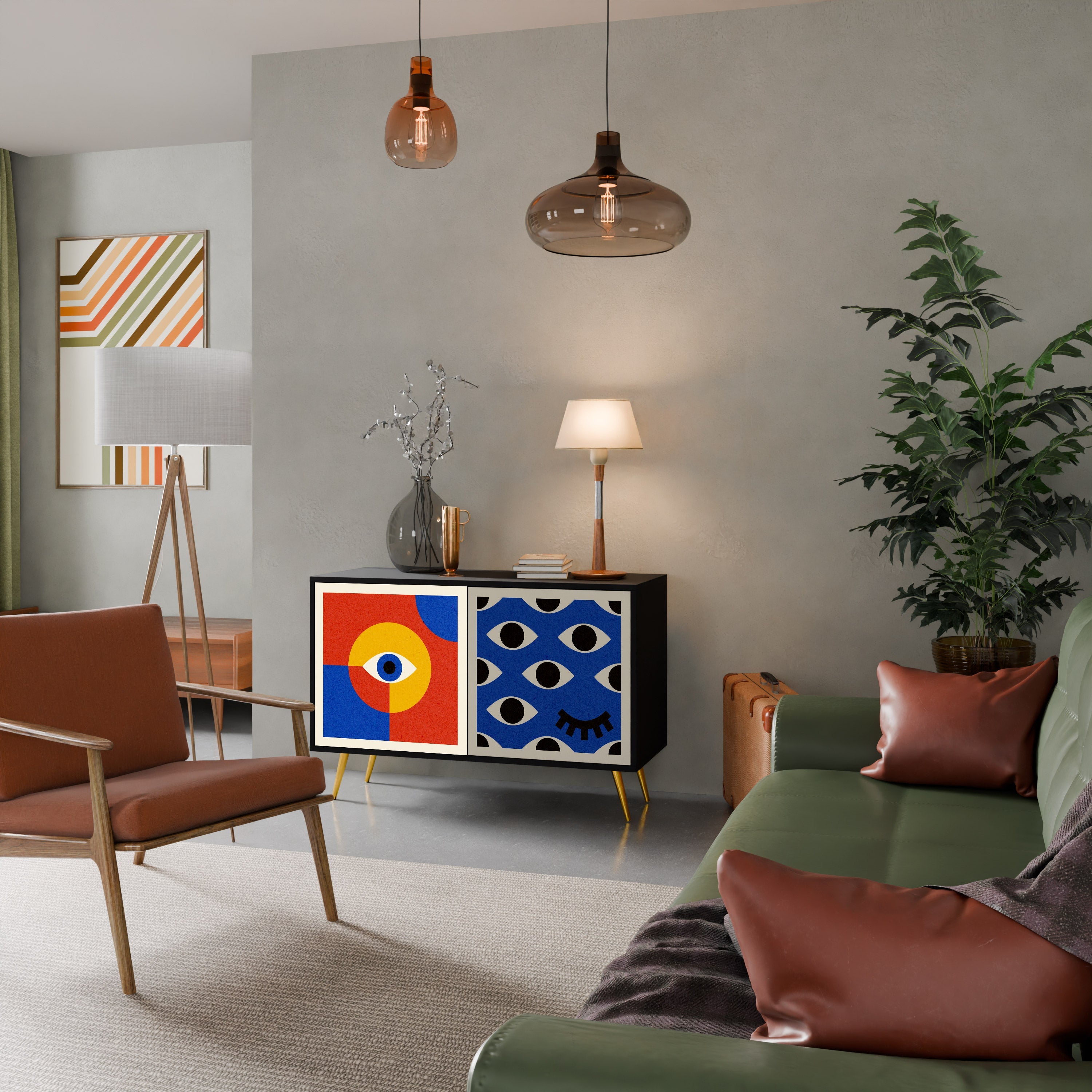 GEOMETRIC EYES 2-Door Sideboard in Black Finish