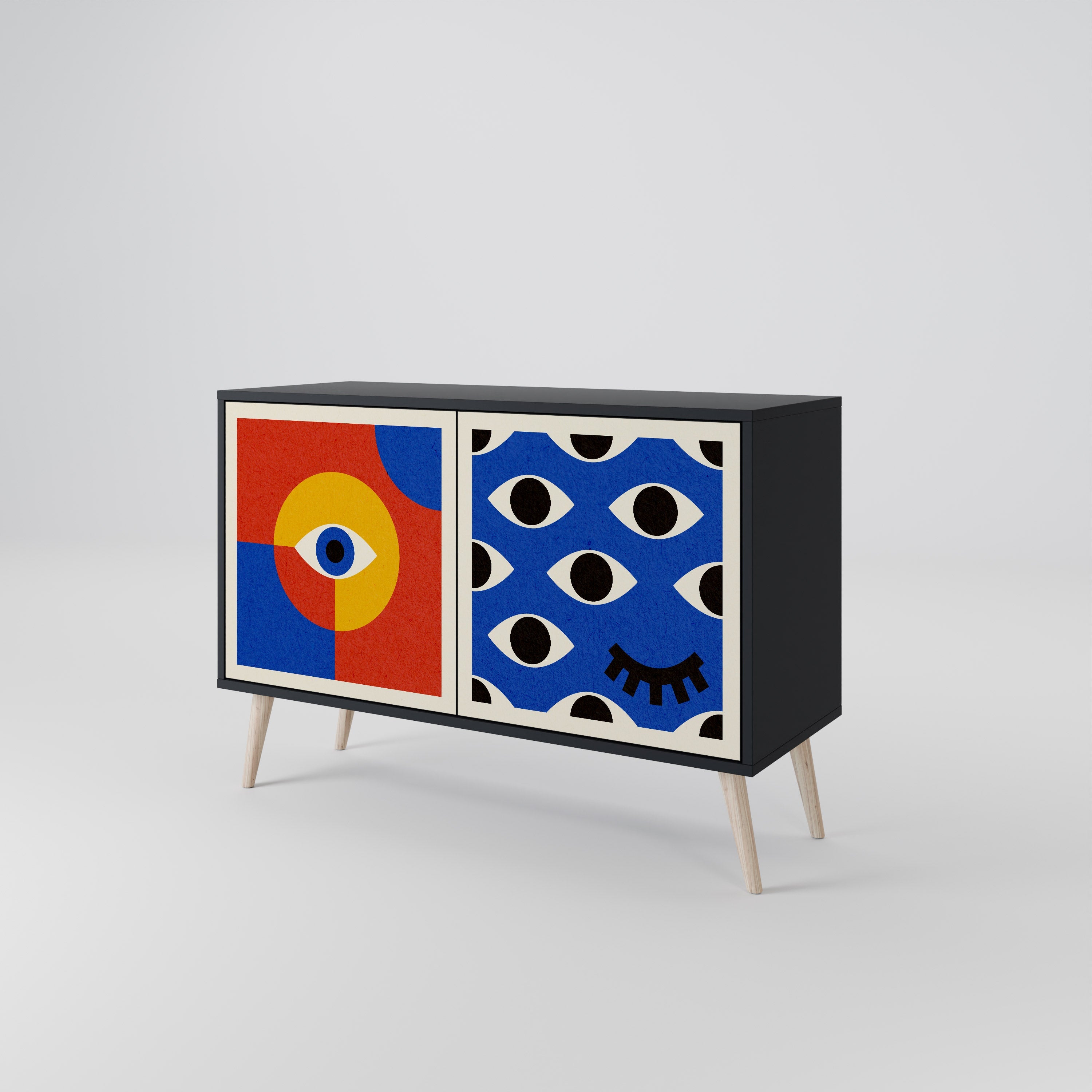 GEOMETRIC EYES 2-Door Sideboard in Black Finish