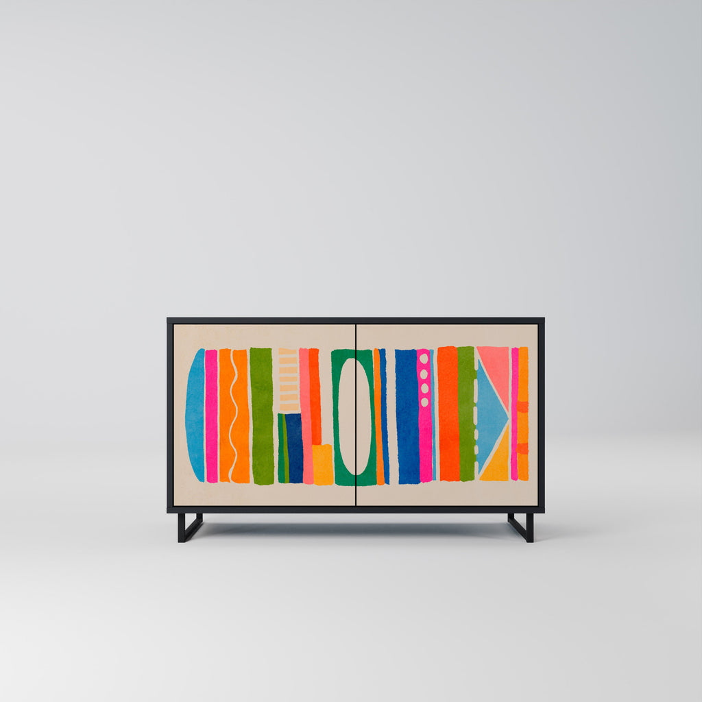 GEOMETRIC SHINE 2-Door Sideboard in Black Finish