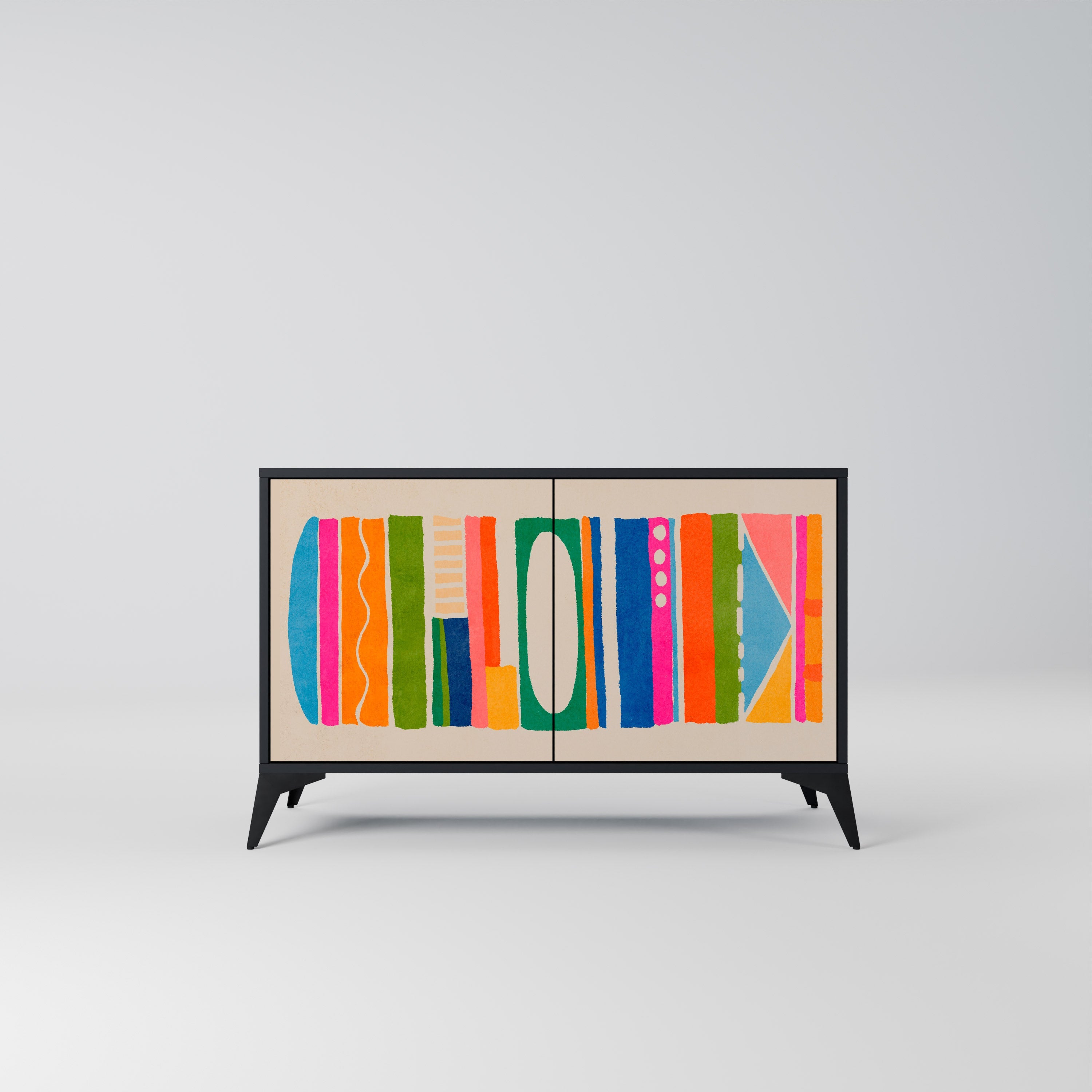 GEOMETRIC SHINE 2-Door Sideboard in Black Finish