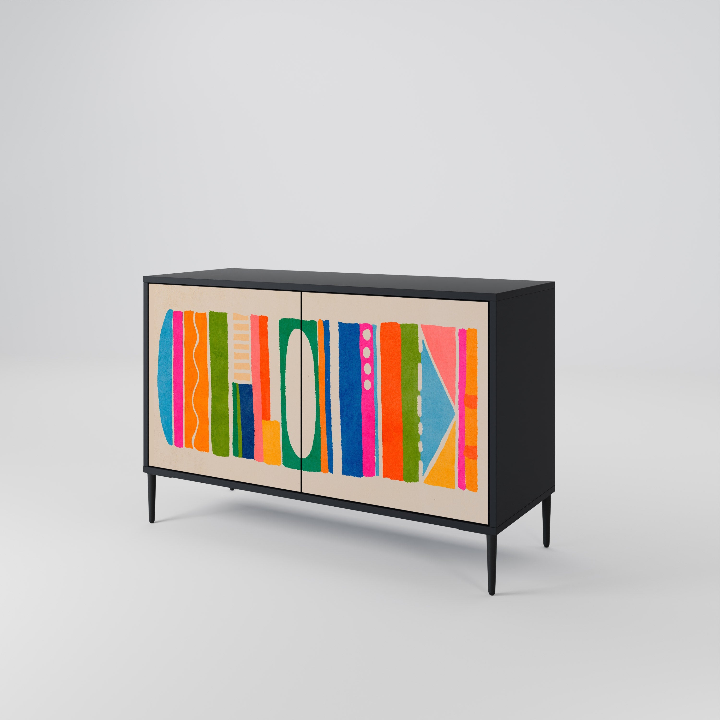 GEOMETRIC SHINE 2-Door Sideboard in Black Finish