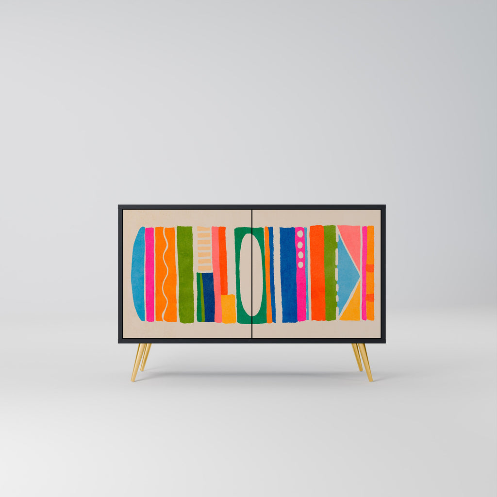 GEOMETRIC SHINE 2-Door Sideboard in Black Finish