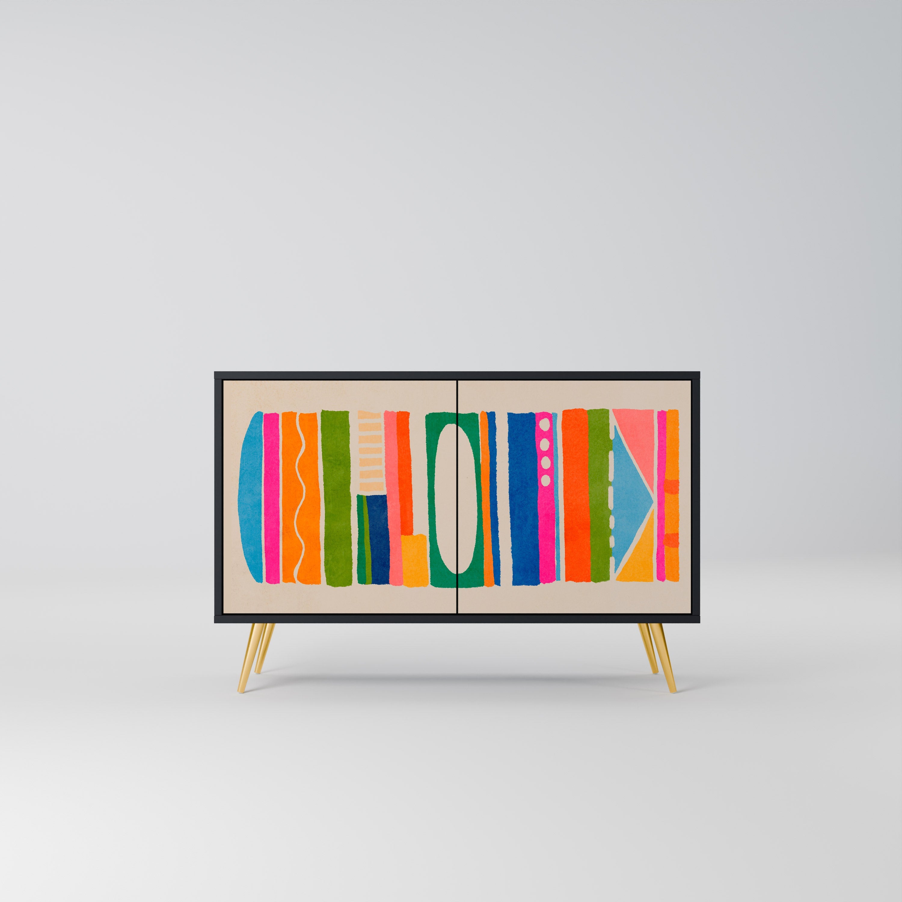 GEOMETRIC SHINE 2-Door Sideboard in Black Finish