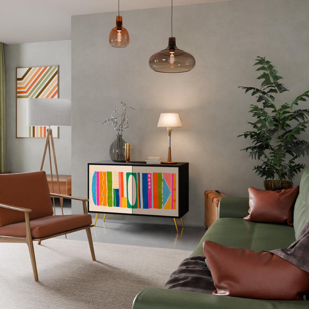 GEOMETRIC SHINE 2-Door Sideboard in Black Finish