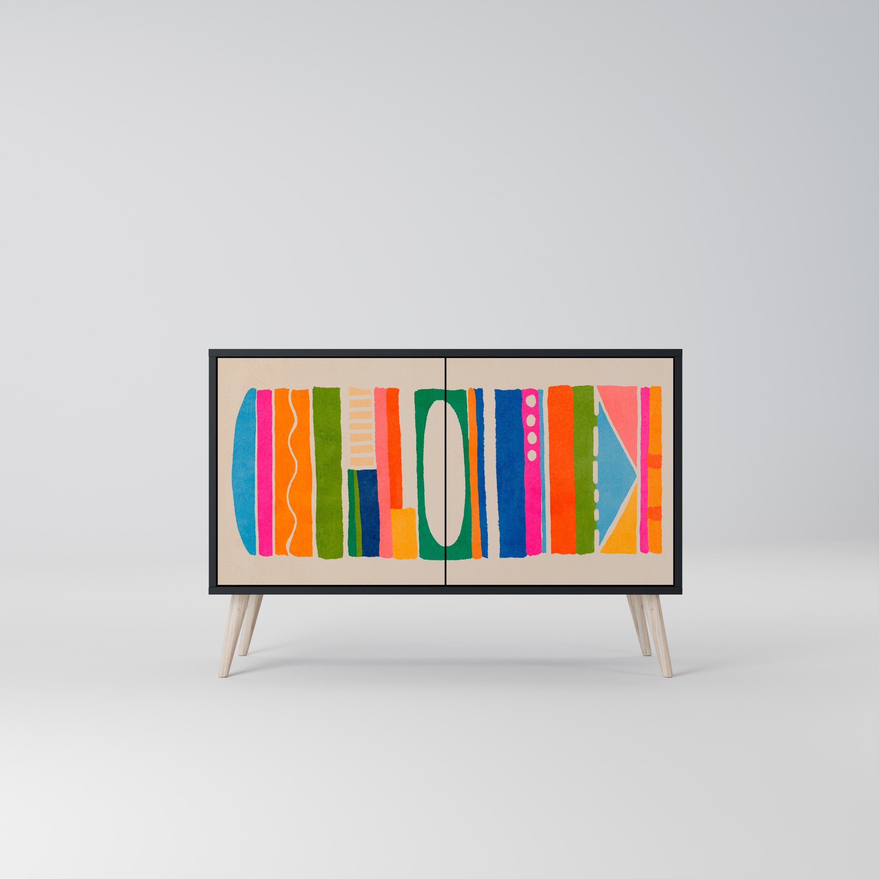 GEOMETRIC SHINE 2-Door Sideboard in Black Finish