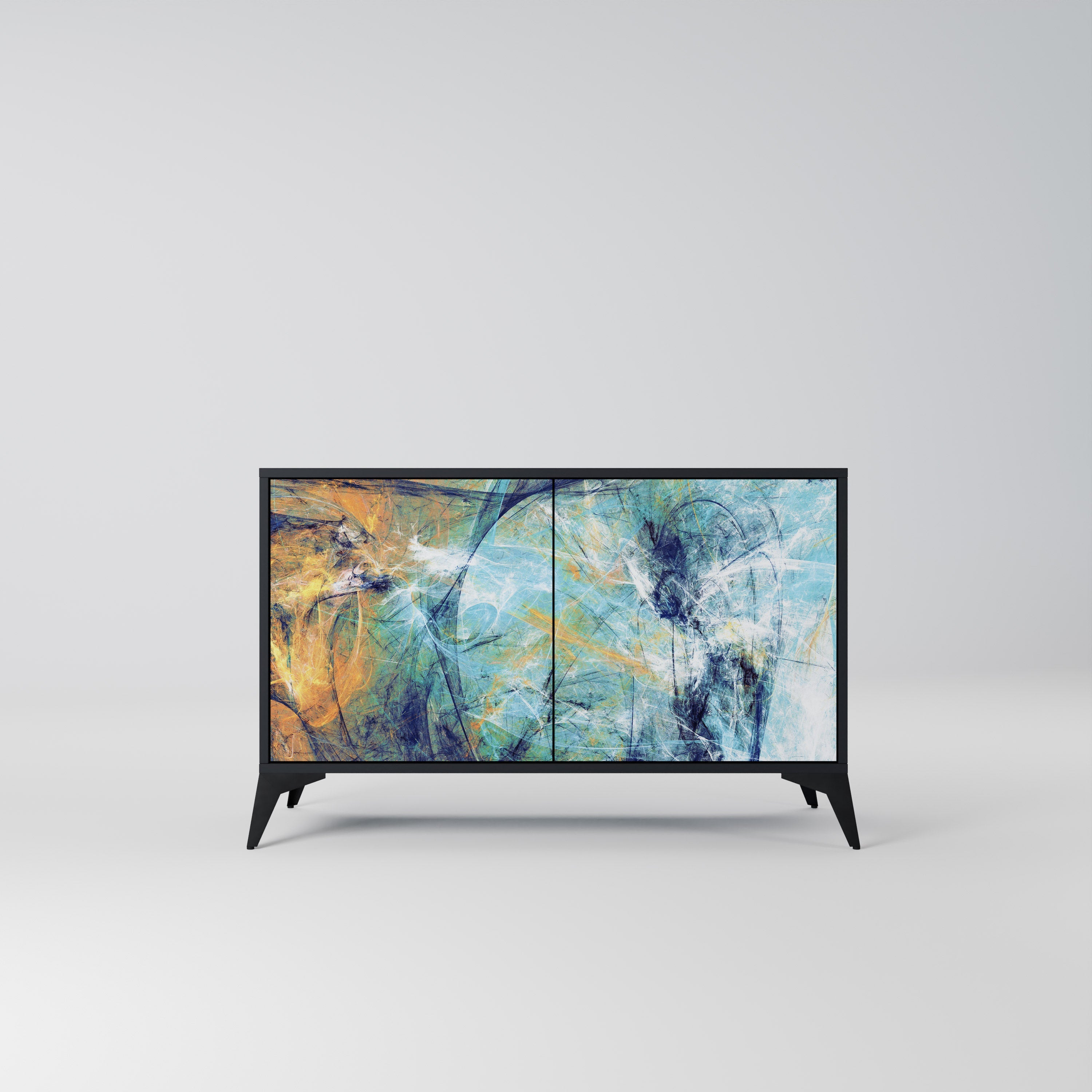 ABSTRACT THOUGHTS Buffet 2 portes en finition noire