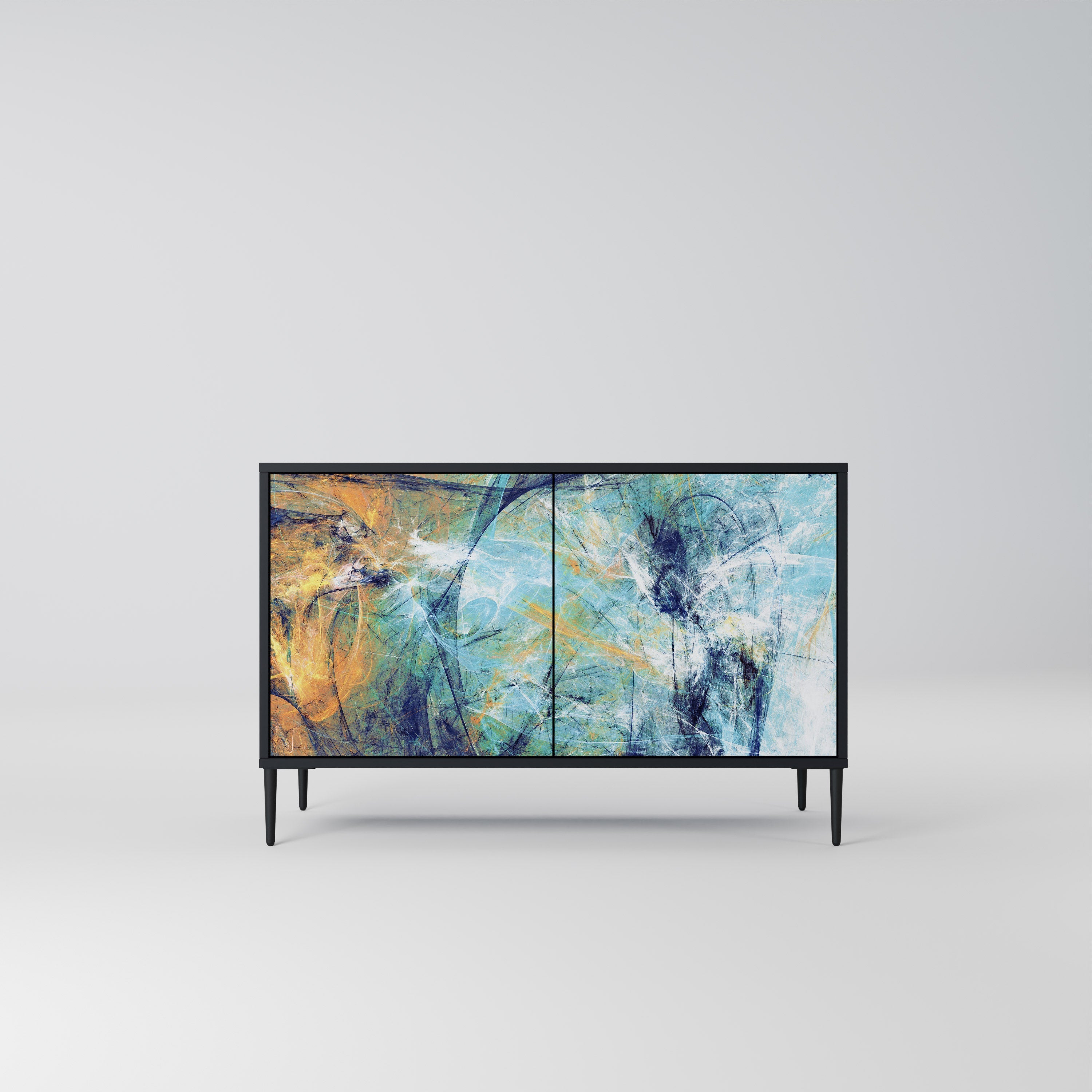 ABSTRACT THOUGHTS Buffet 2 portes en finition noire