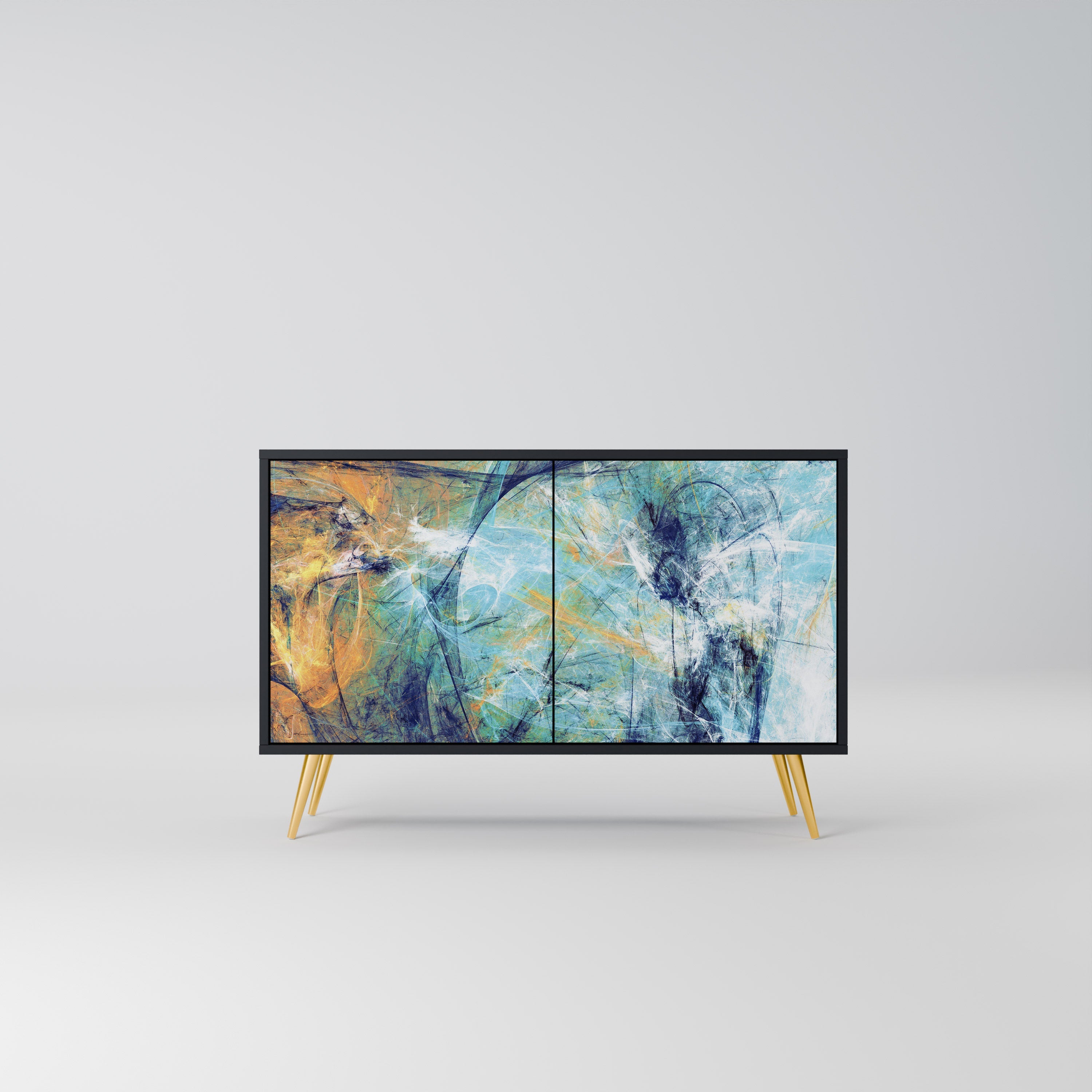 ABSTRACT THOUGHTS Buffet 2 portes en finition noire