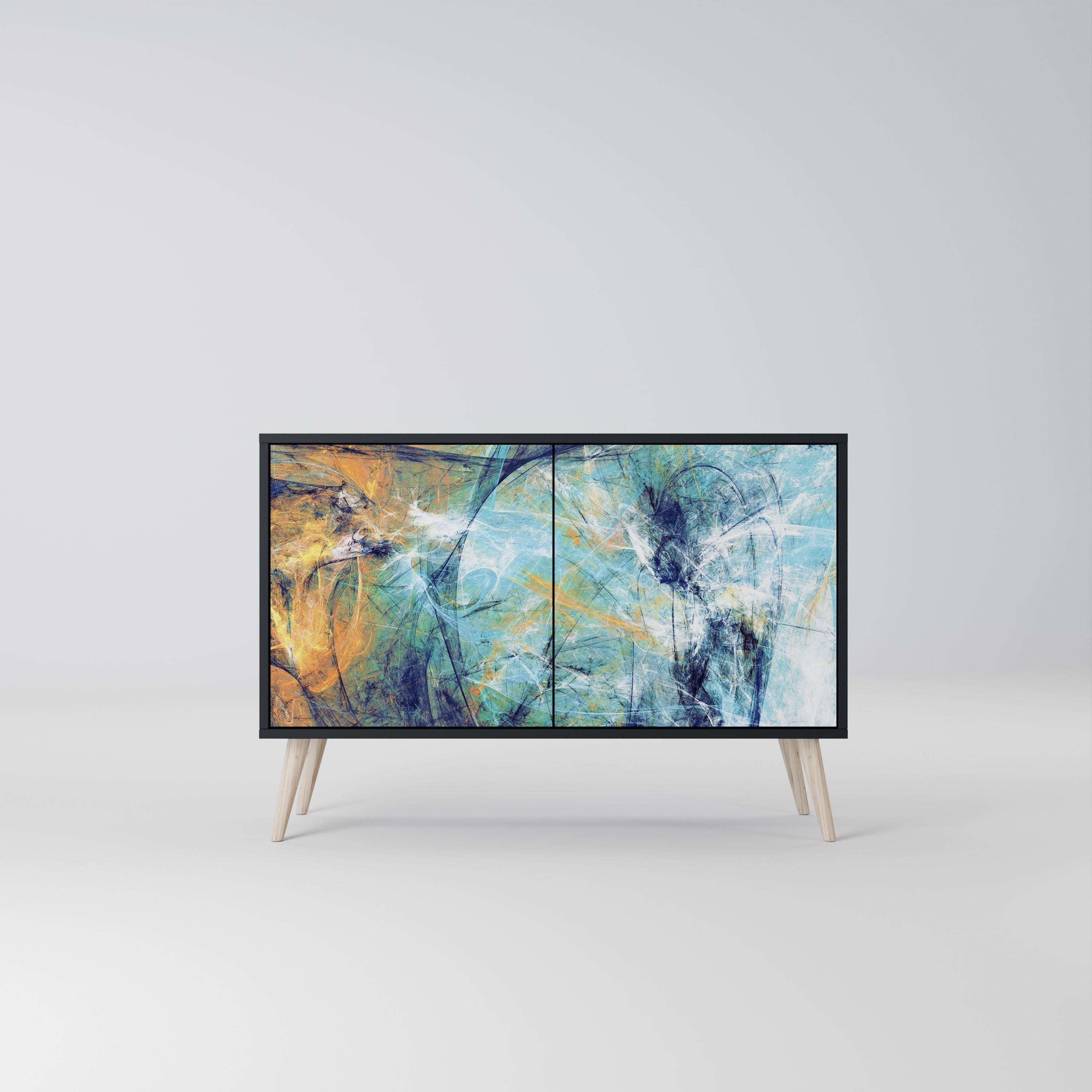 ABSTRACT THOUGHTS Buffet 2 portes en finition noire