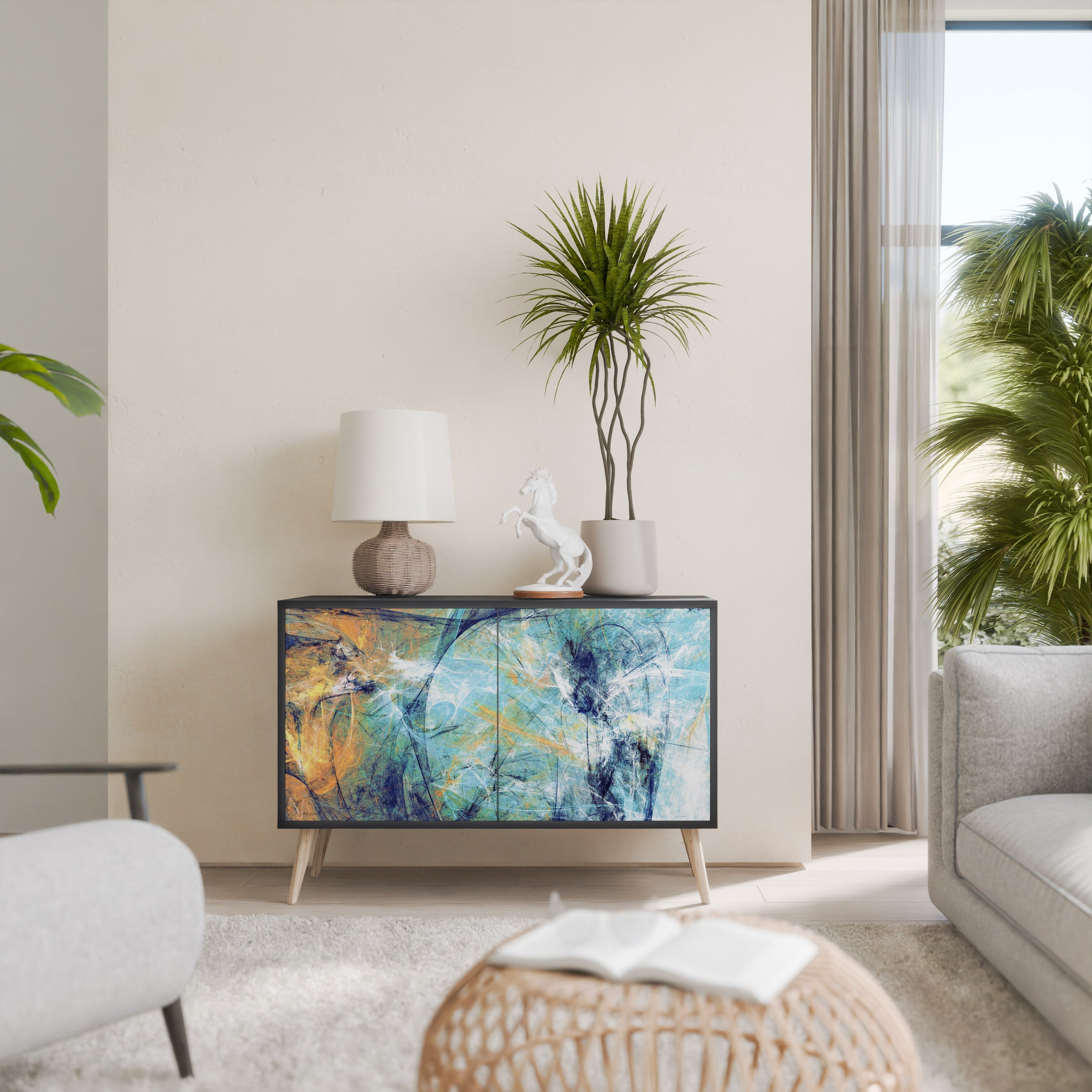 ABSTRACT THOUGHTS Buffet 2 portes en finition noire