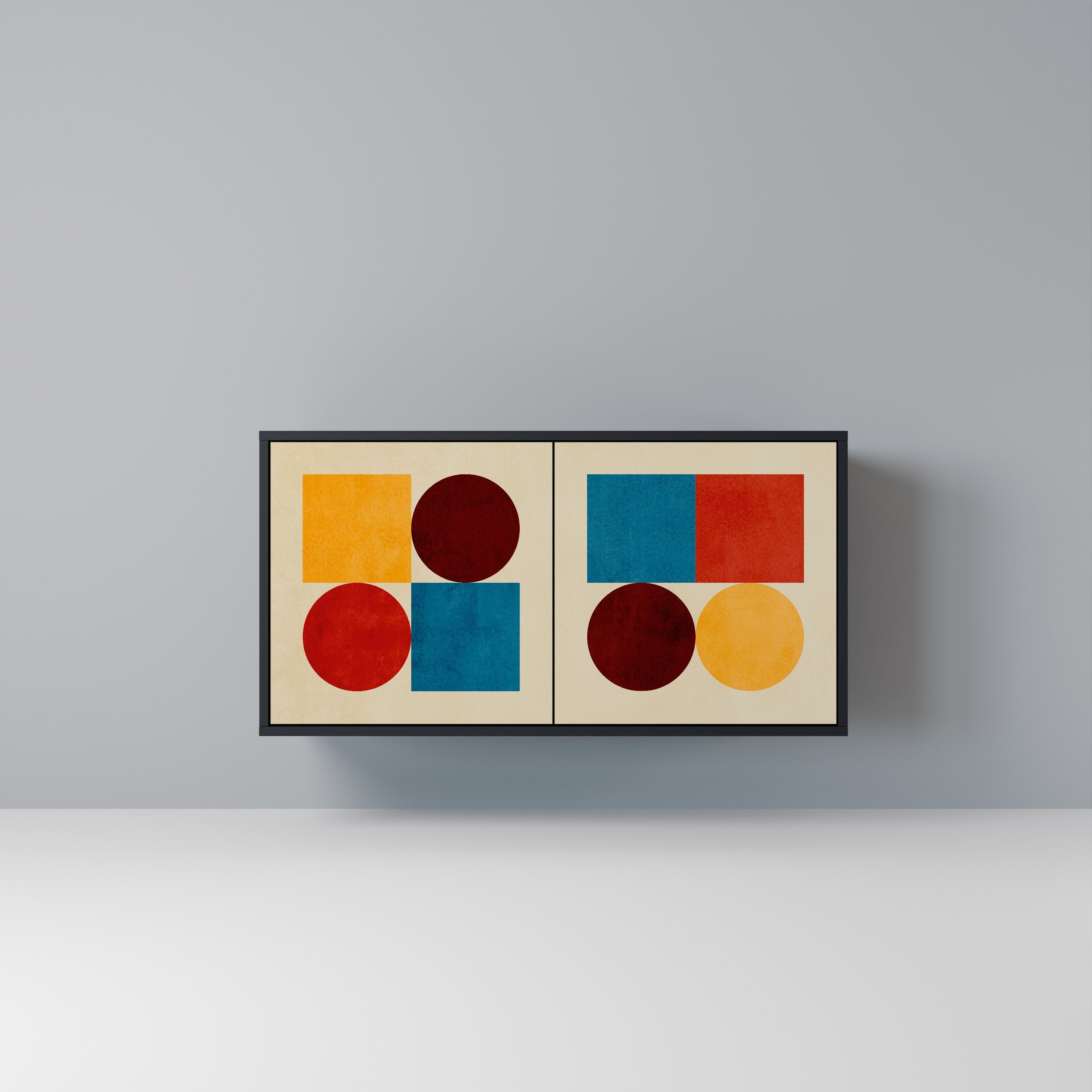 GEOMETRIC PUZZLE 2-Door Sideboard in Black Finish