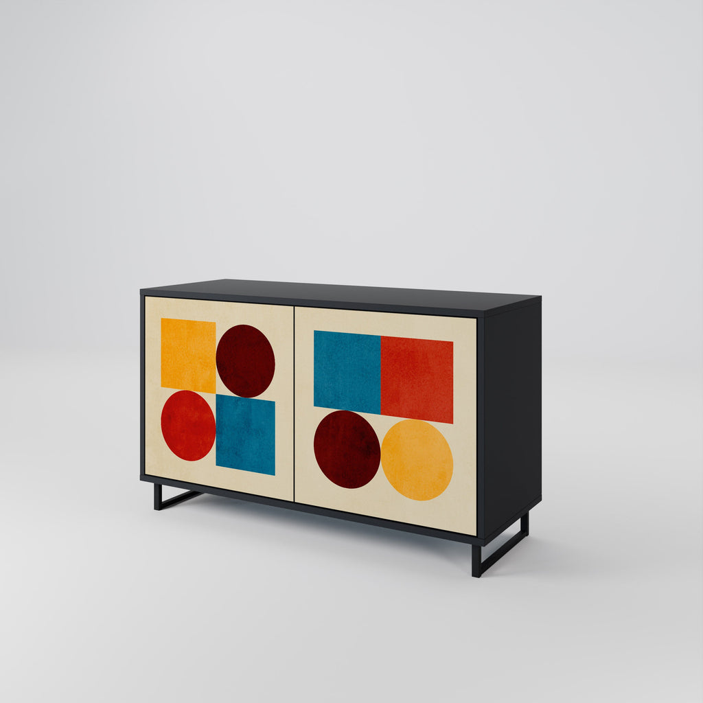 GEOMETRIC PUZZLE 2-Door Sideboard in Black Finish