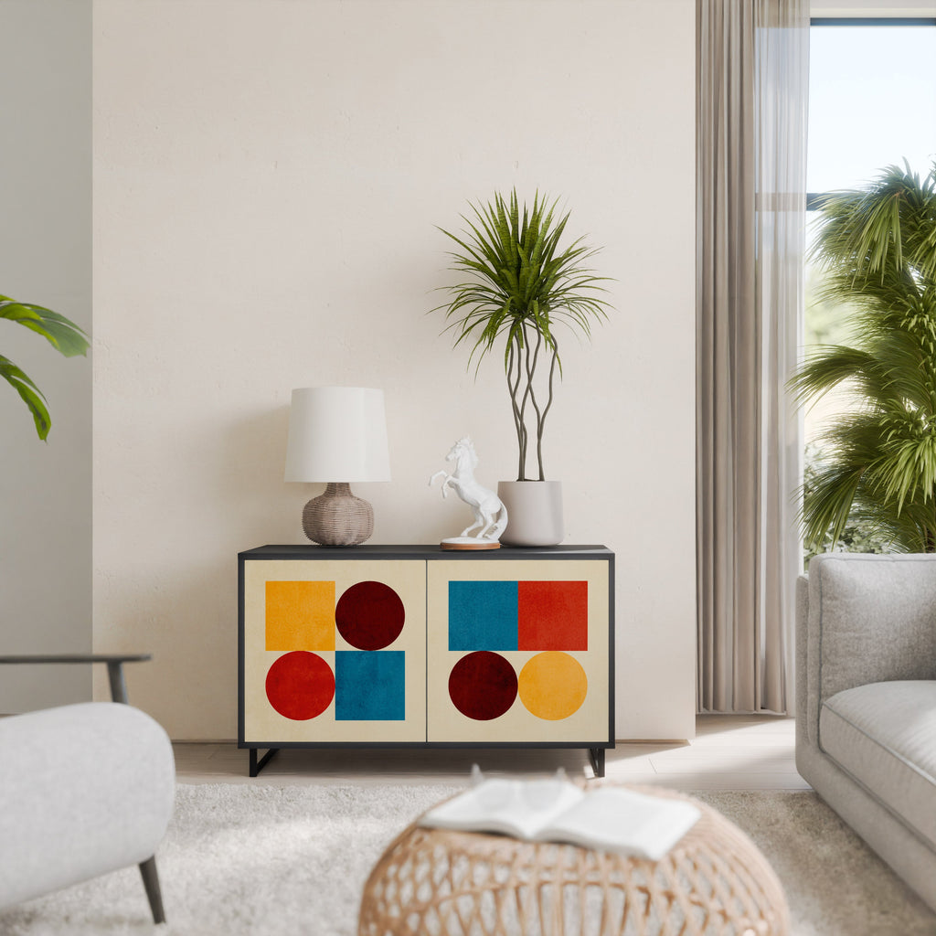 GEOMETRIC PUZZLE 2-Door Sideboard in Black Finish