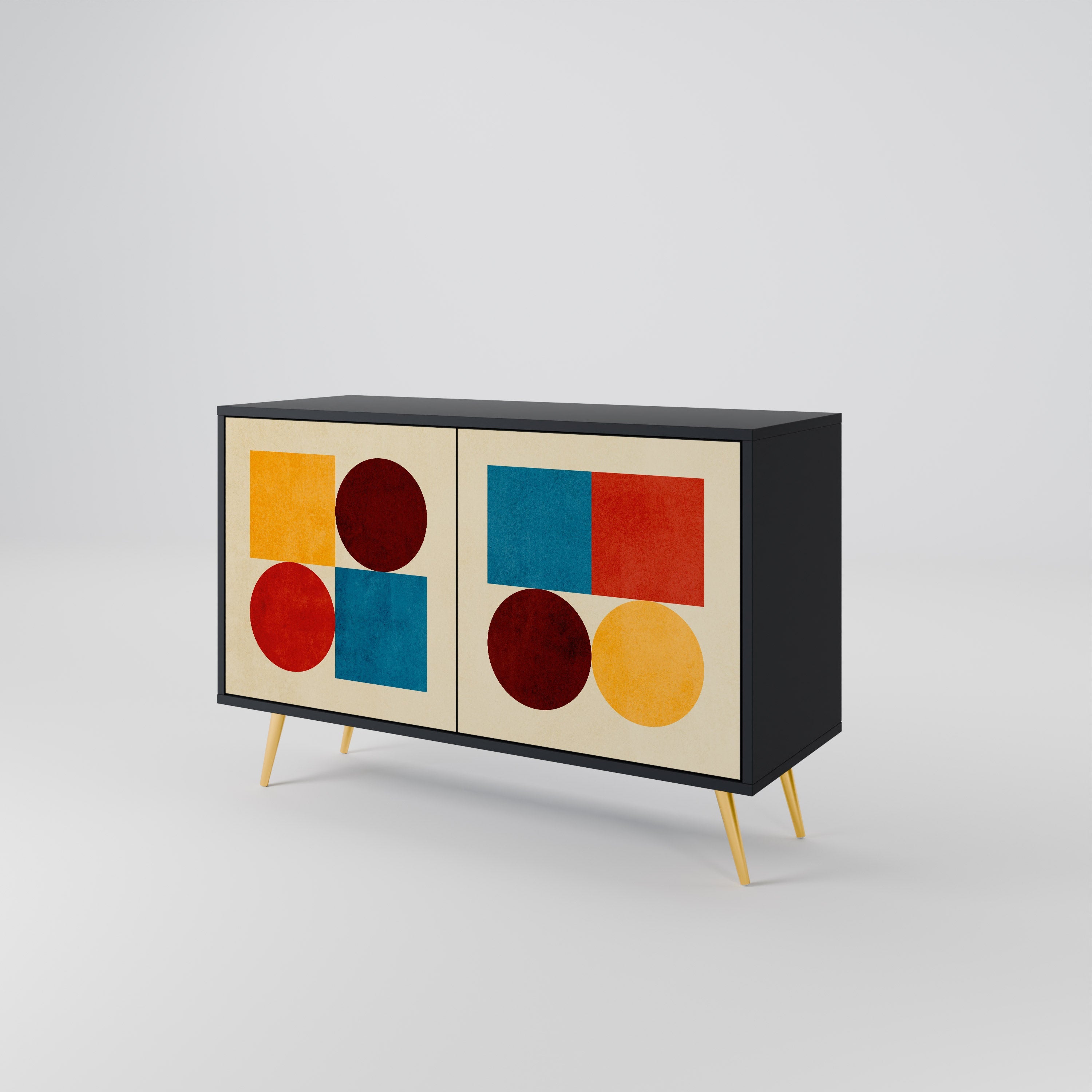 GEOMETRIC PUZZLE 2-Door Sideboard in Black Finish