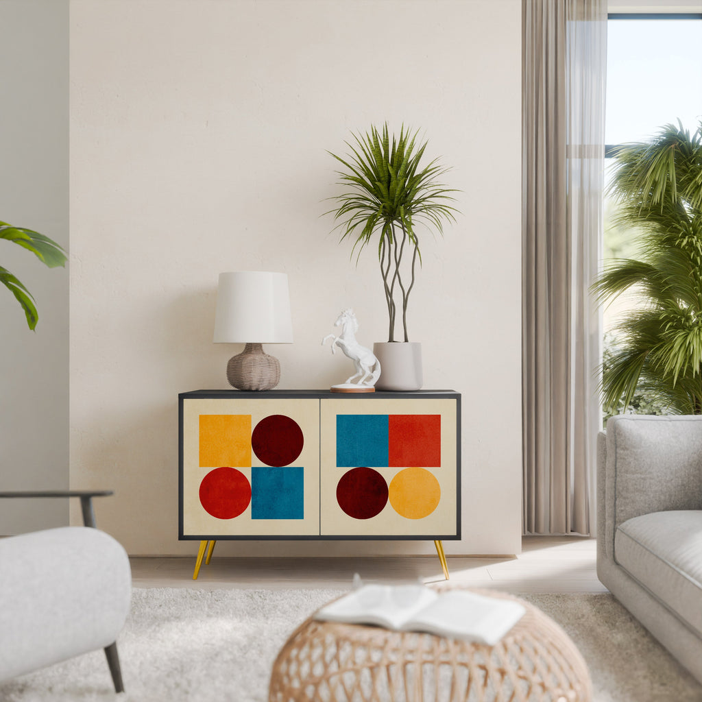 GEOMETRIC PUZZLE 2-Door Sideboard in Black Finish