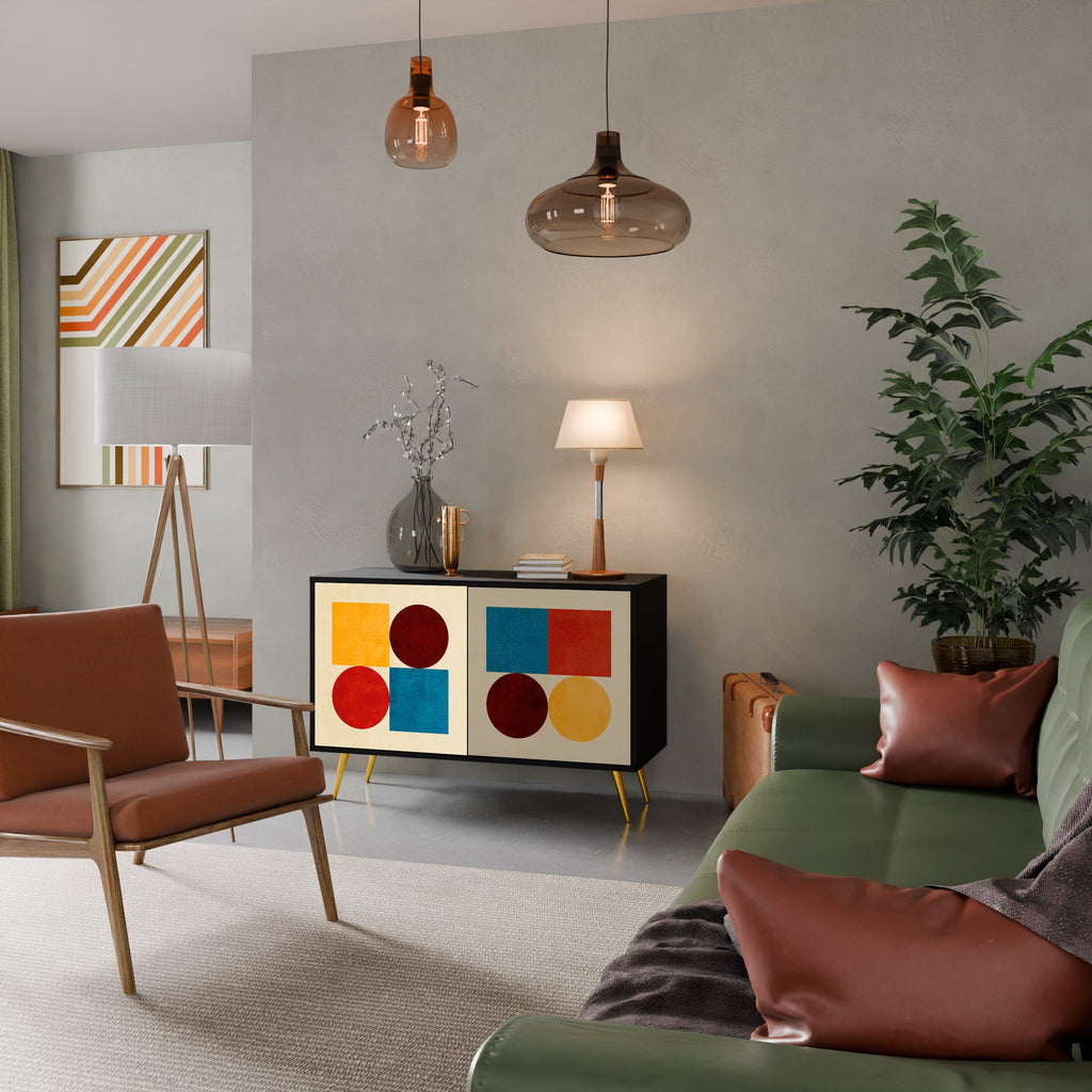 GEOMETRIC PUZZLE 2-Door Sideboard in Black Finish