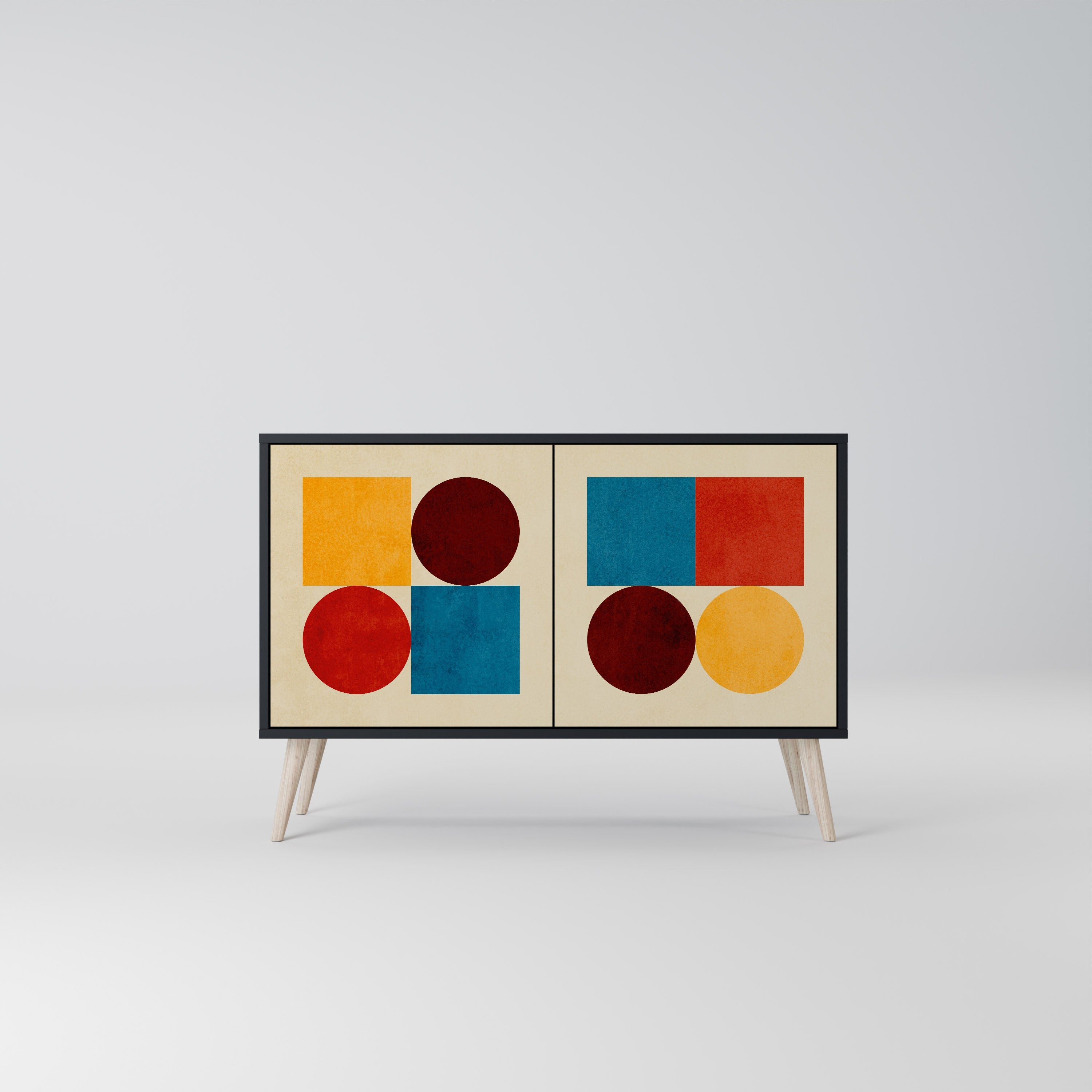 GEOMETRIC PUZZLE 2-Door Sideboard in Black Finish