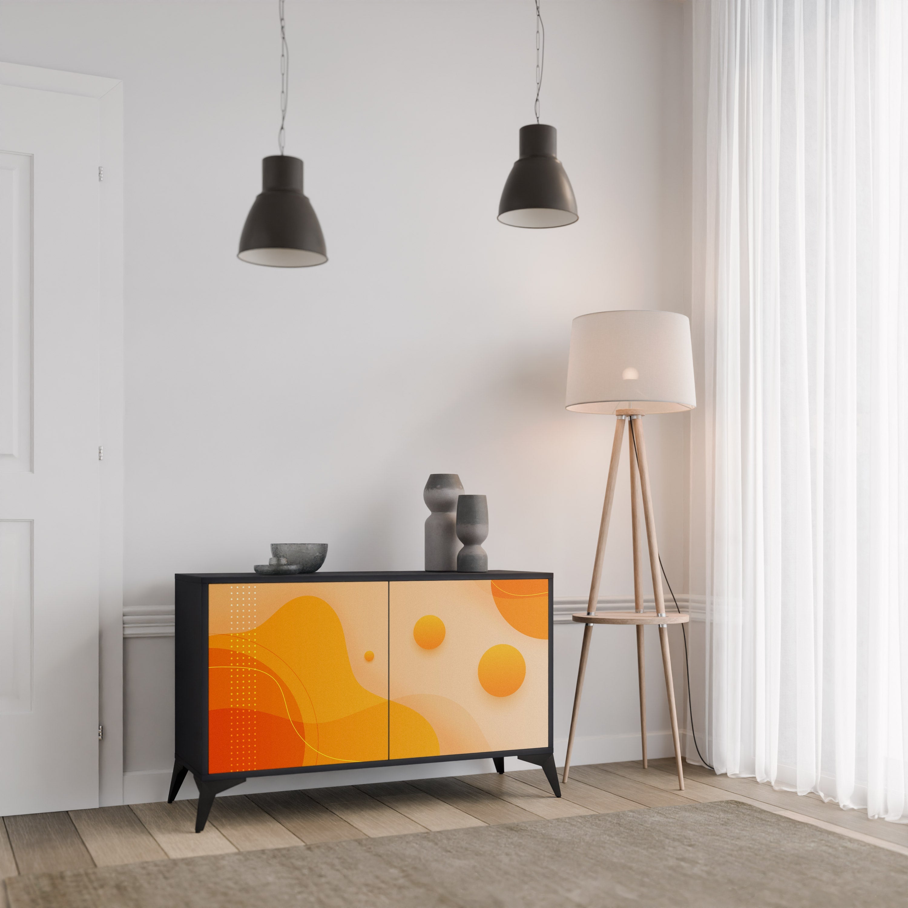 ORANGE ARRANGEMENT 2-Door Sideboard in Black Finish