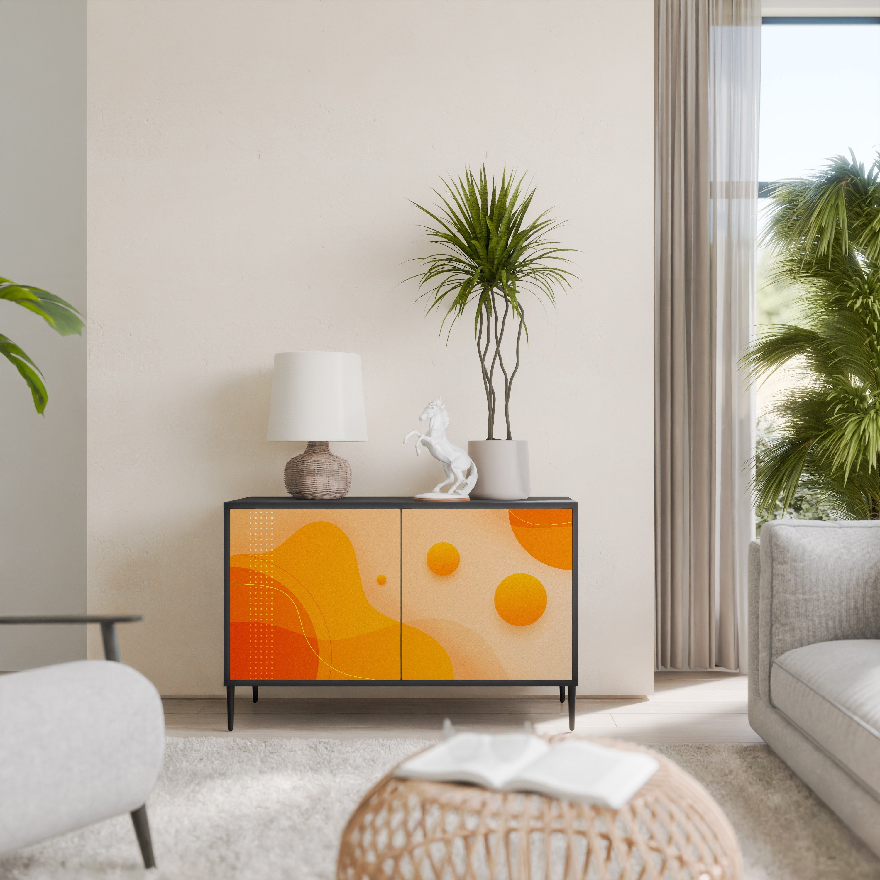 ORANGE ARRANGEMENT 2-Door Sideboard in Black Finish