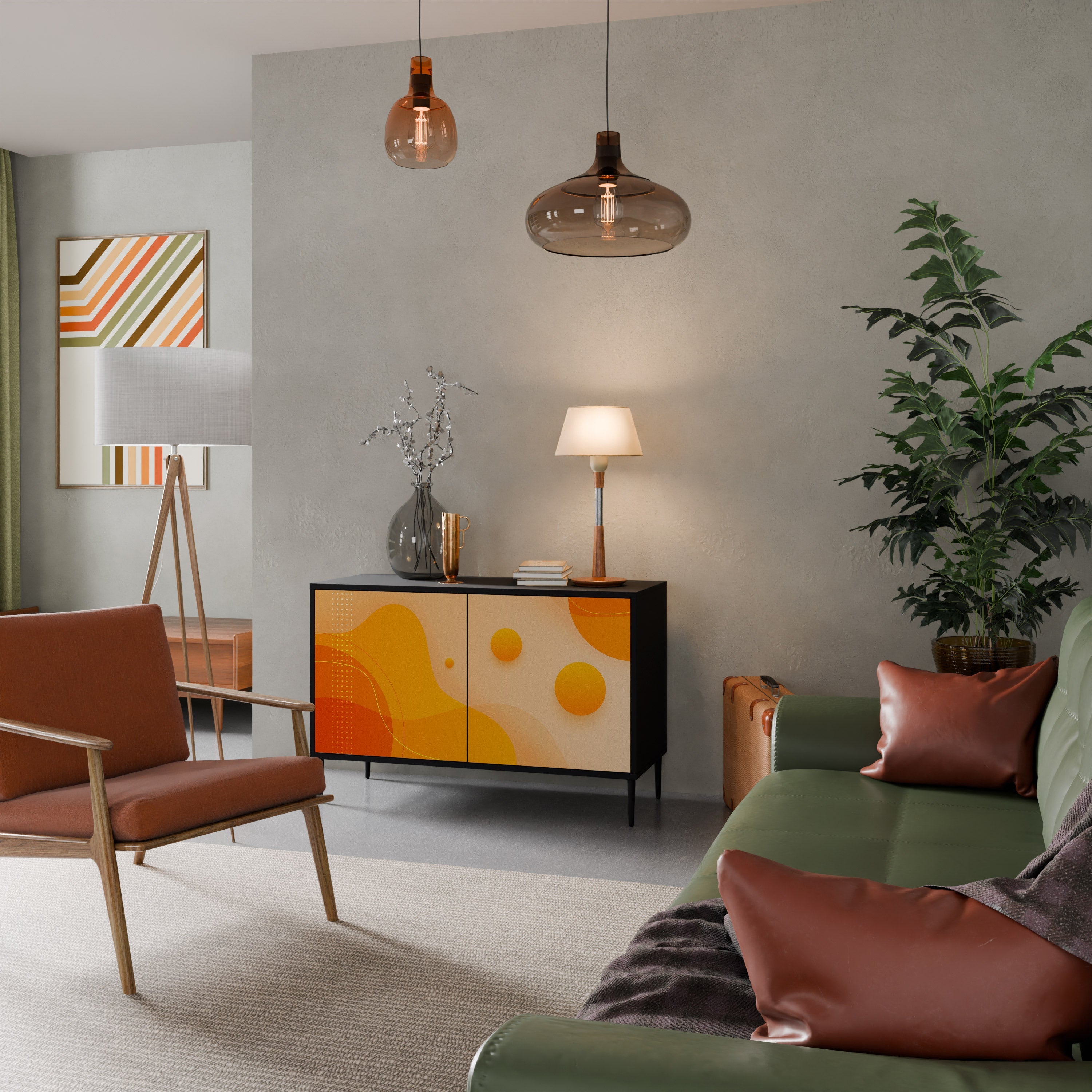 ORANGE ARRANGEMENT 2-Door Sideboard in Black Finish