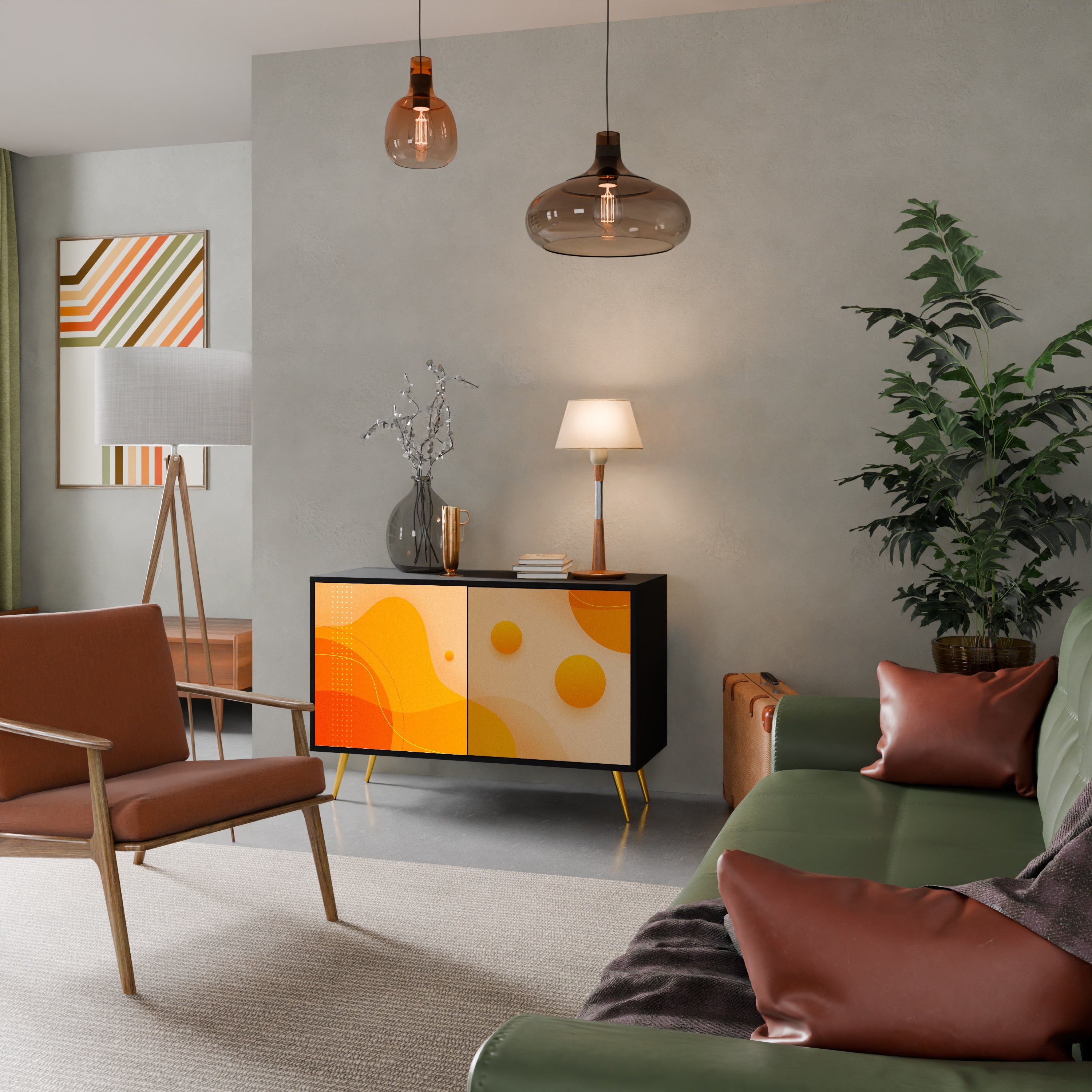 ORANGE ARRANGEMENT 2-Door Sideboard in Black Finish