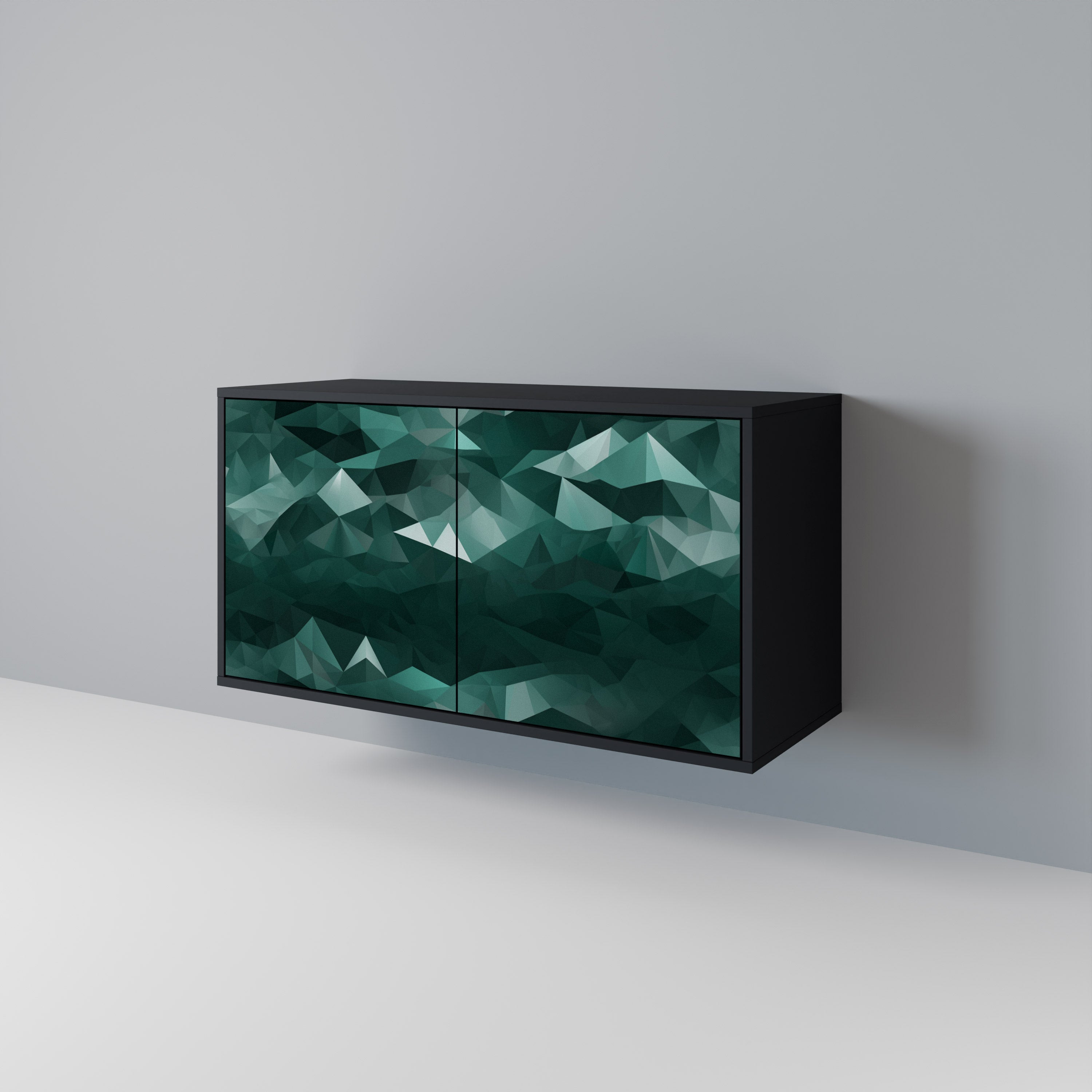 POLYGONAL FLOATING 2-Door Sideboard in Black Finish