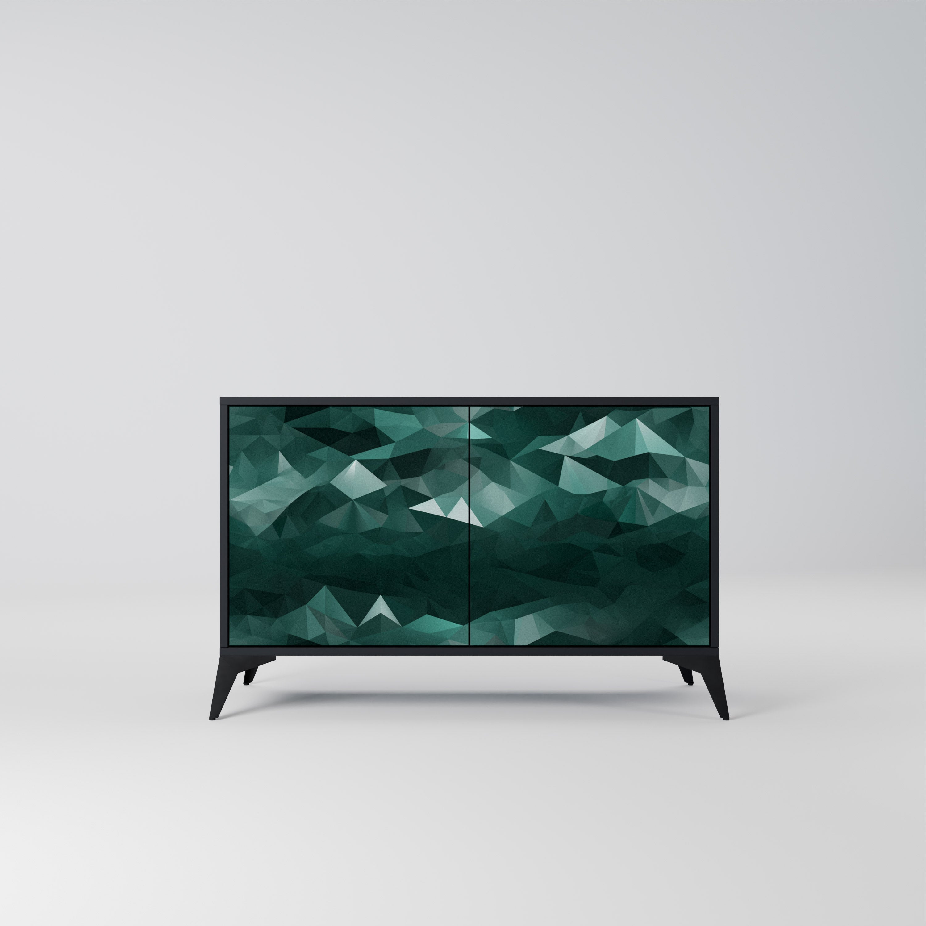 POLYGONAL FLOATING 2-Door Sideboard in Black Finish