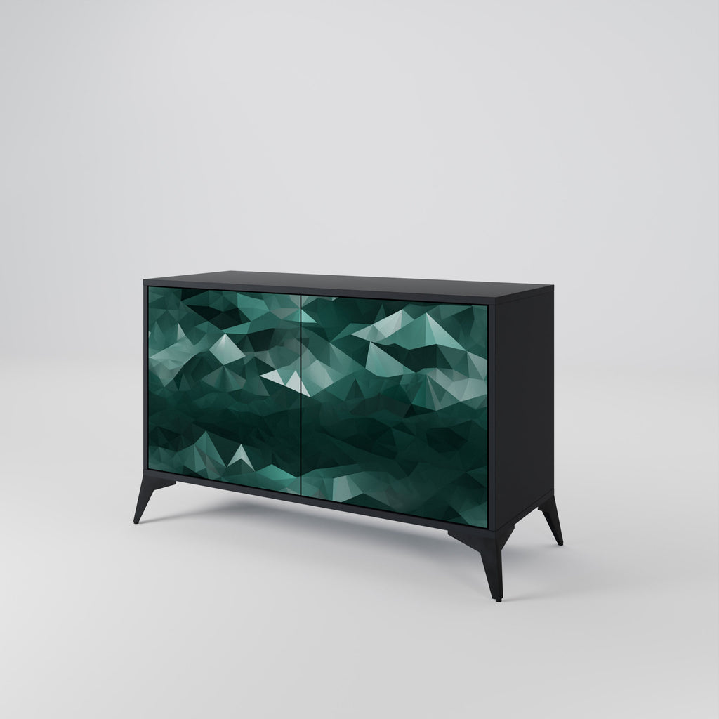 POLYGONAL FLOATING 2-Door Sideboard in Black Finish