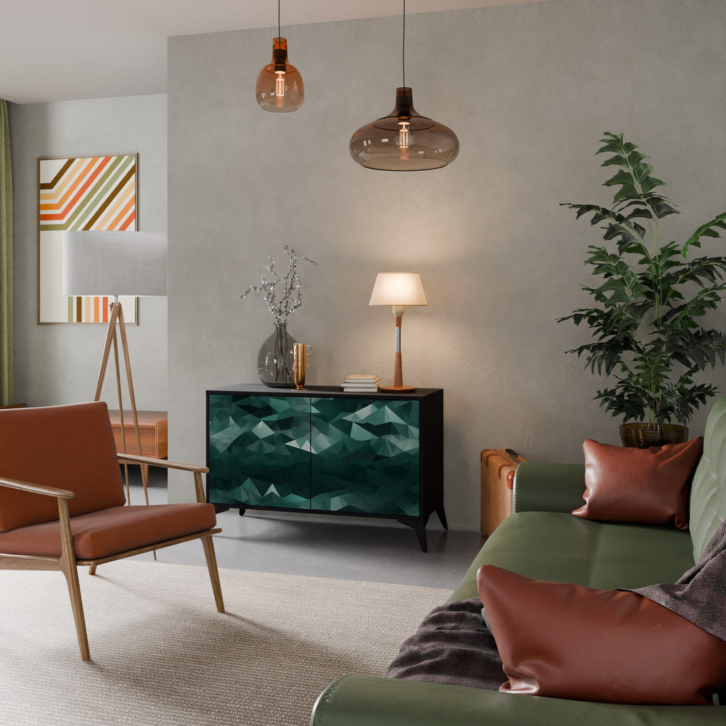 POLYGONAL FLOATING 2-Door Sideboard in Black Finish