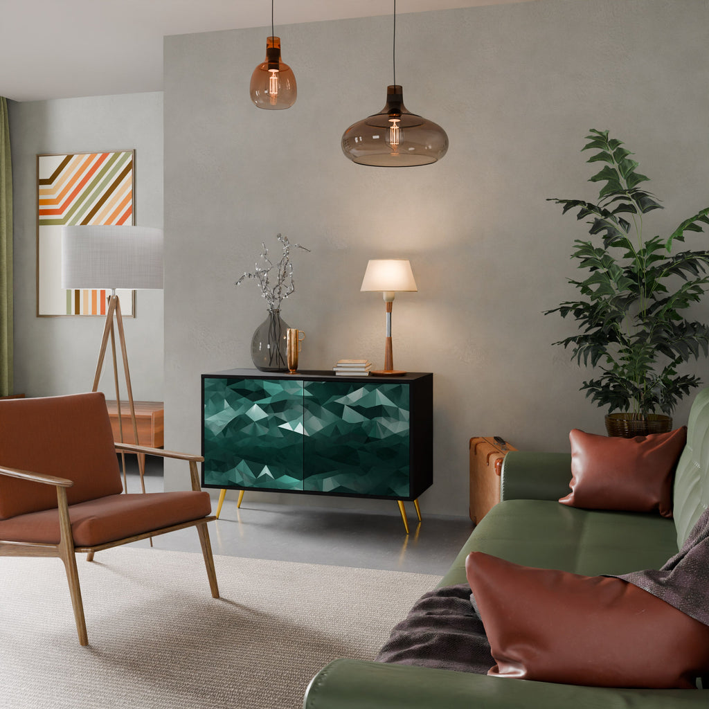 POLYGONAL FLOATING 2-Door Sideboard in Black Finish