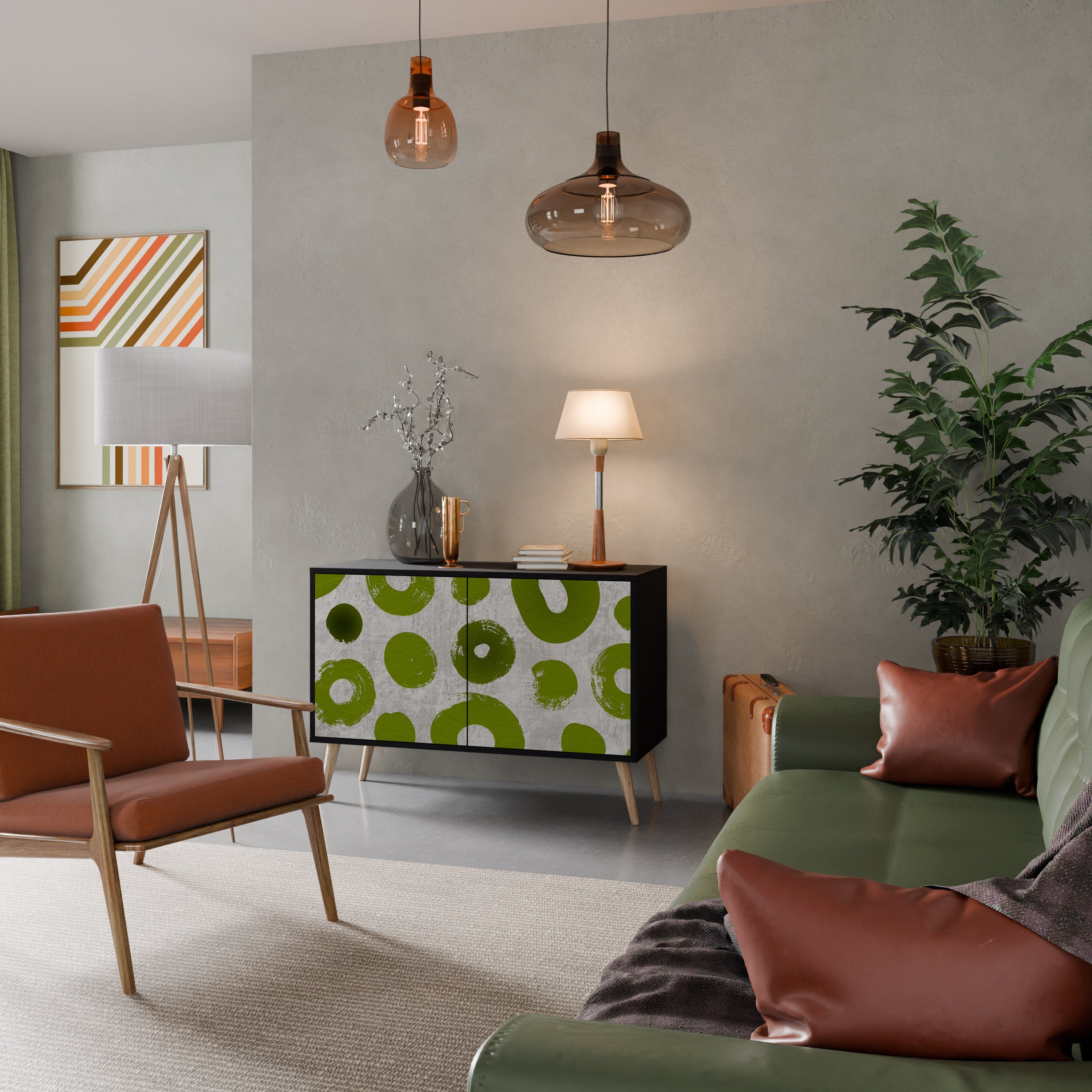 GREEN RHAPSODY 2-Door Sideboard in Black Finish