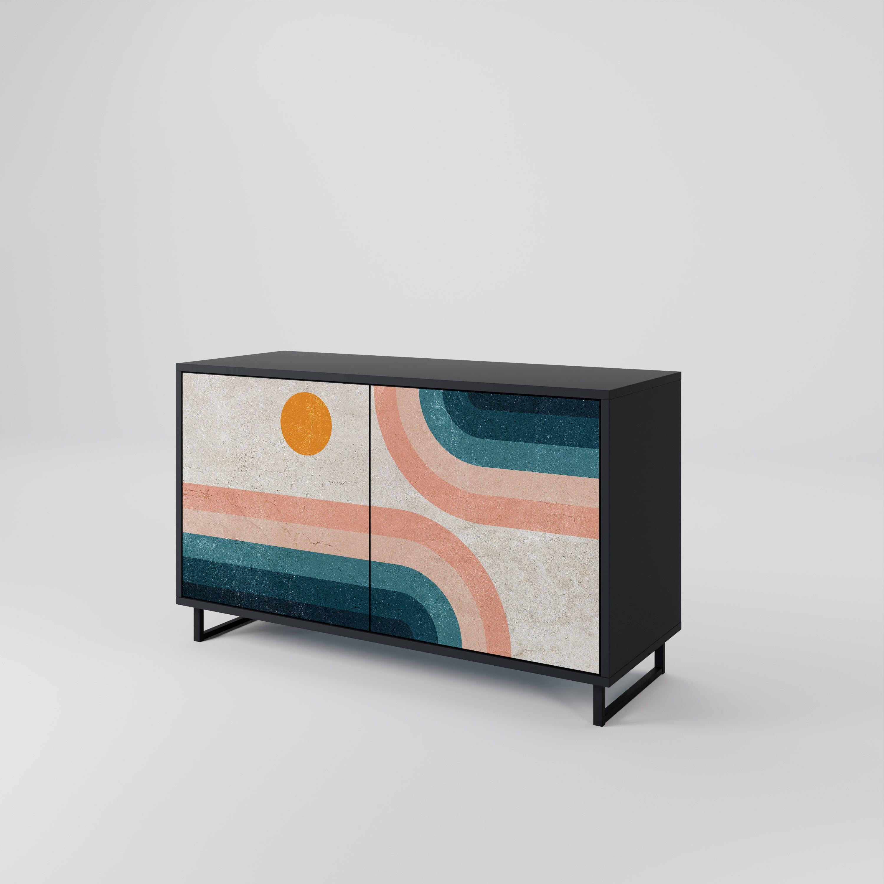 Buffet 2 portes TWO HALVES en finition noire