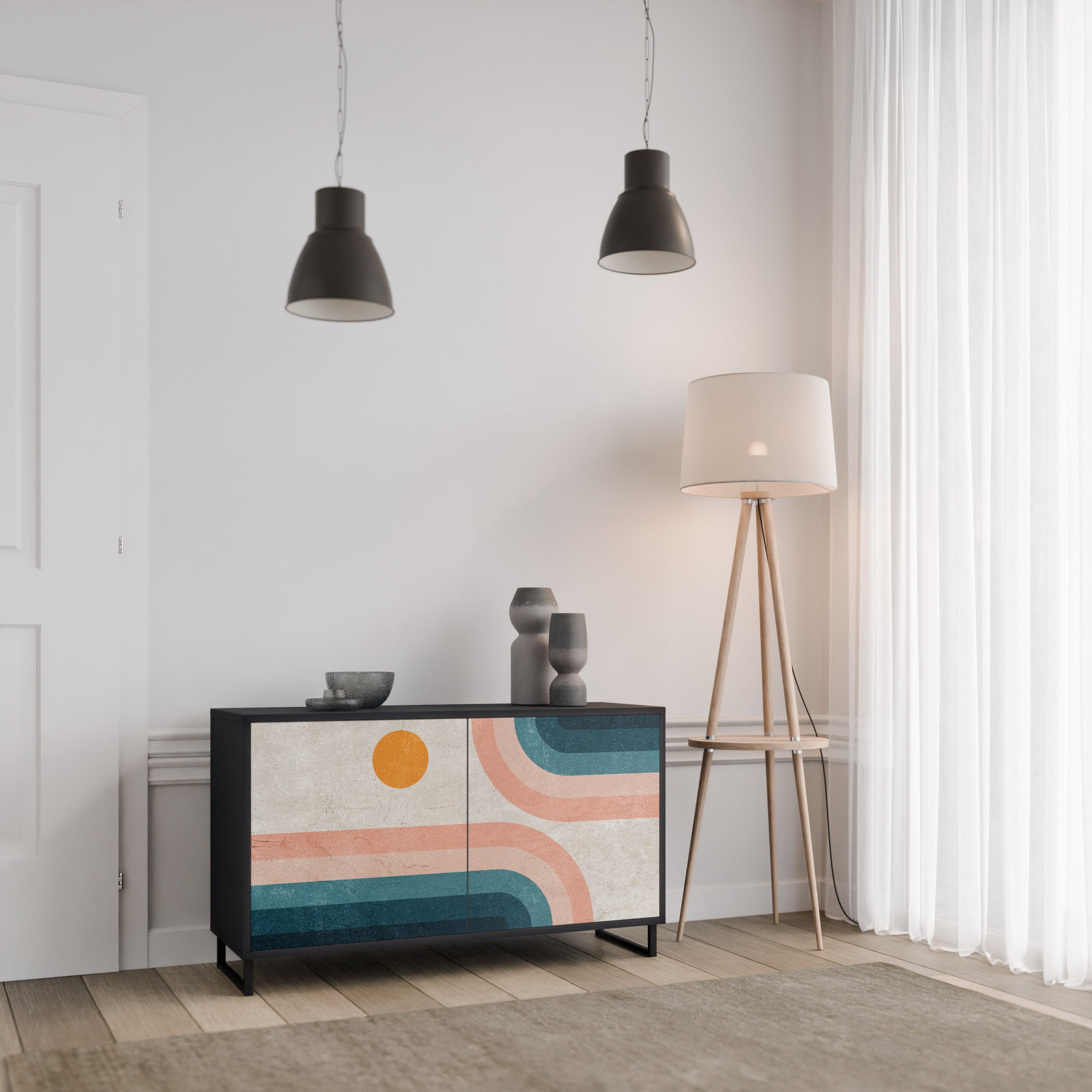 Buffet 2 portes TWO HALVES en finition noire