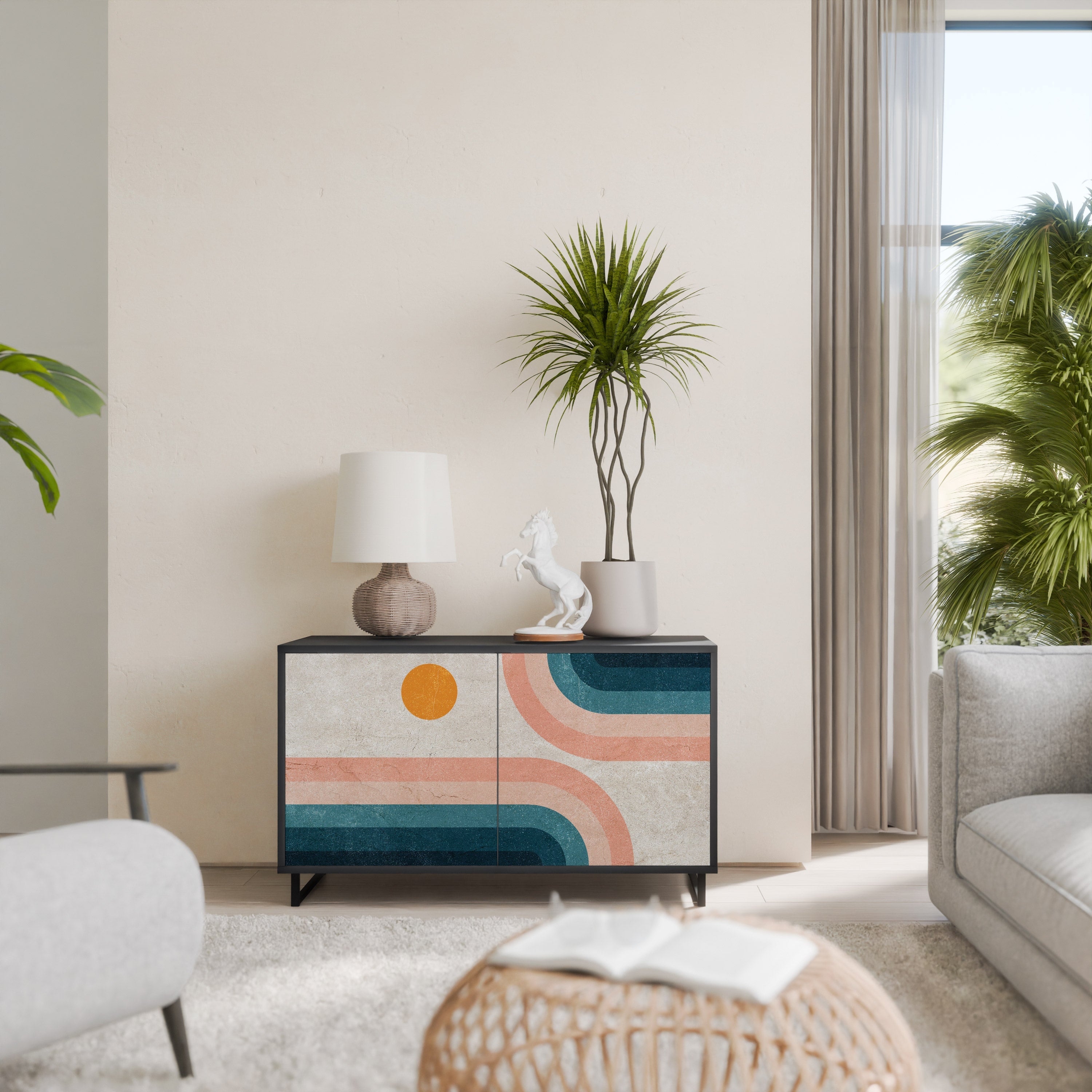 Buffet 2 portes TWO HALVES en finition noire