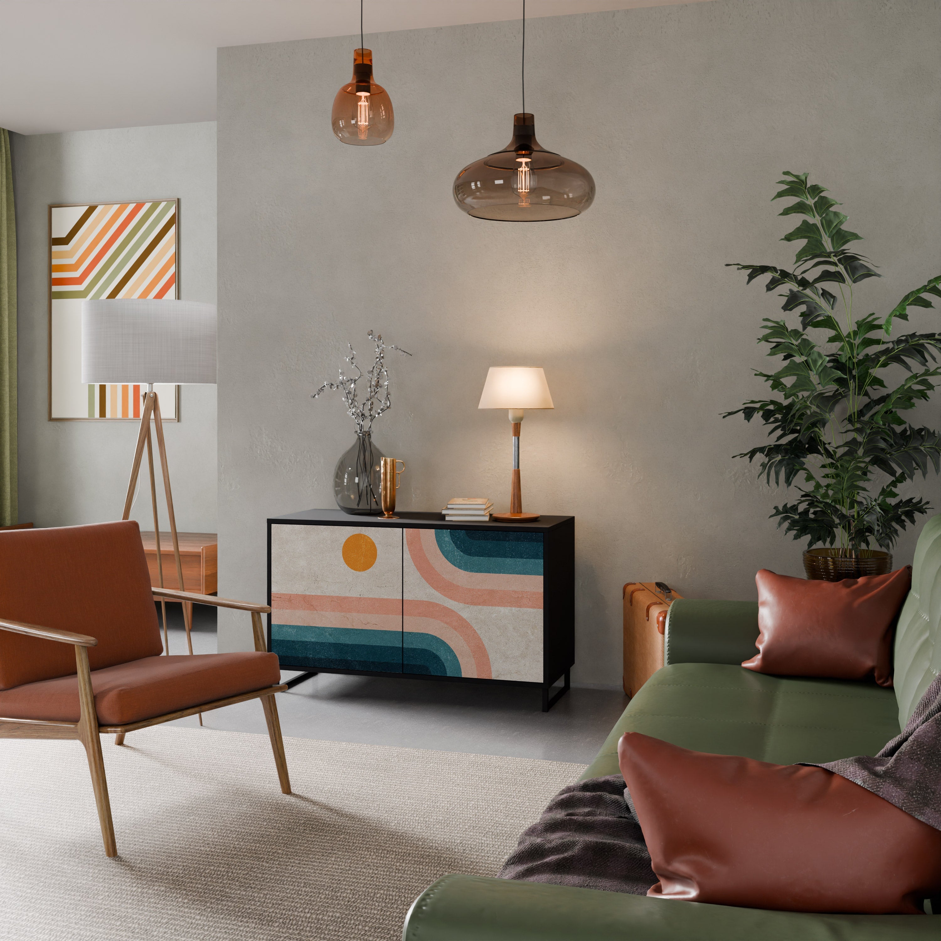 Buffet 2 portes TWO HALVES en finition noire