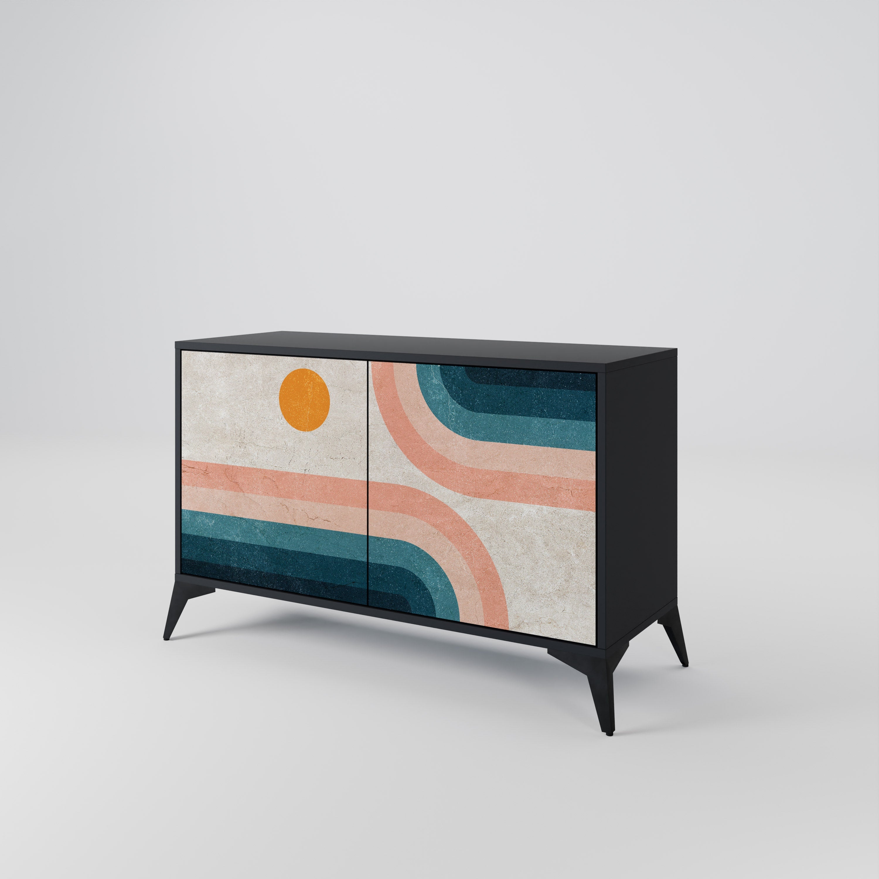 Buffet 2 portes TWO HALVES en finition noire