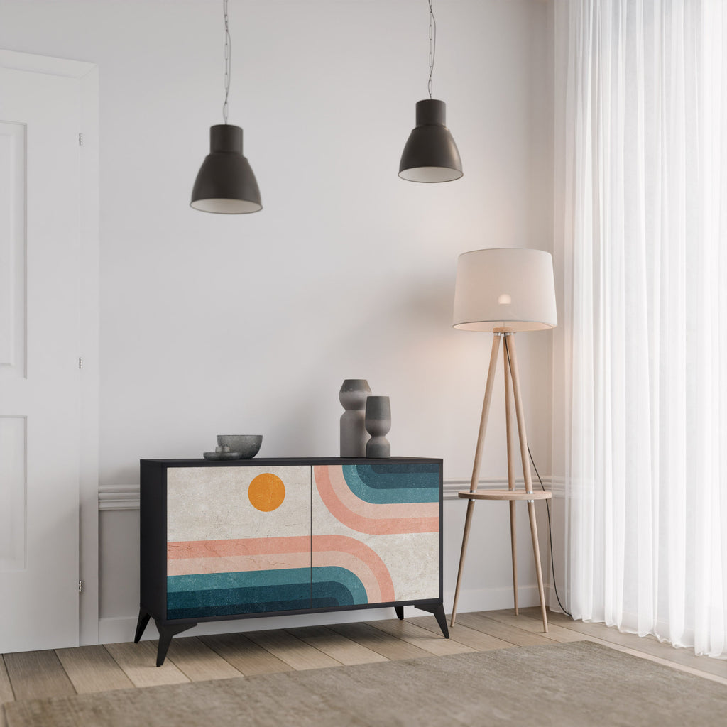 Buffet 2 portes TWO HALVES en finition noire