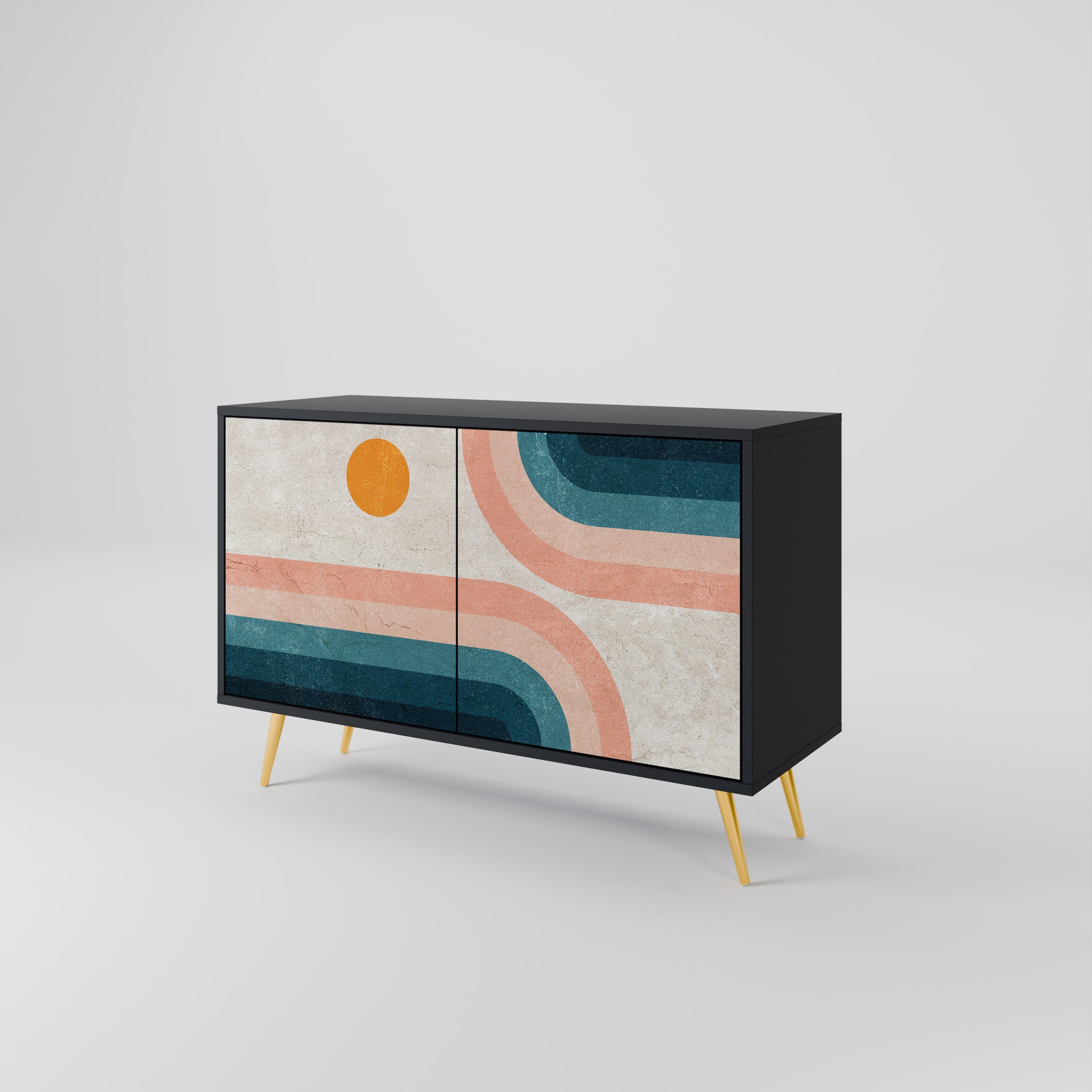 Buffet 2 portes TWO HALVES en finition noire