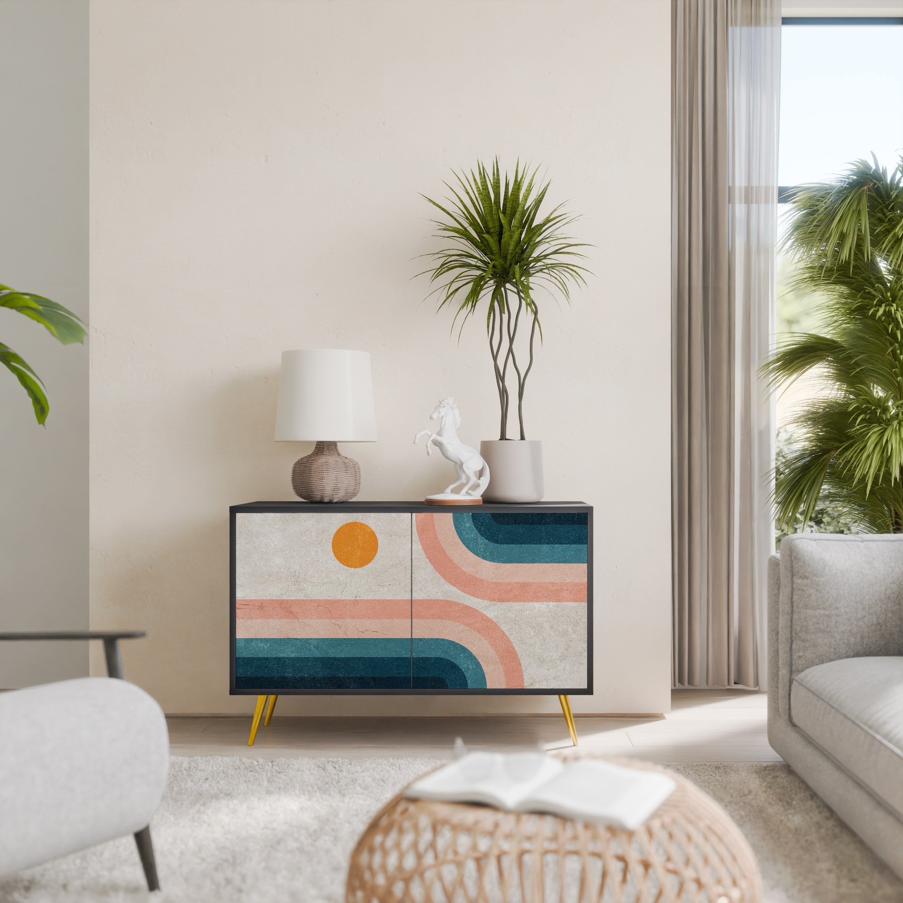 Buffet 2 portes TWO HALVES en finition noire