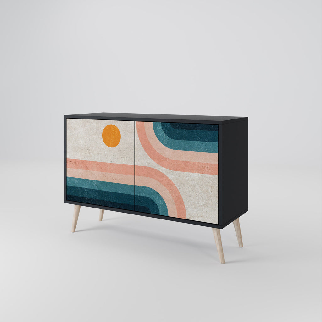 Buffet 2 portes TWO HALVES en finition noire