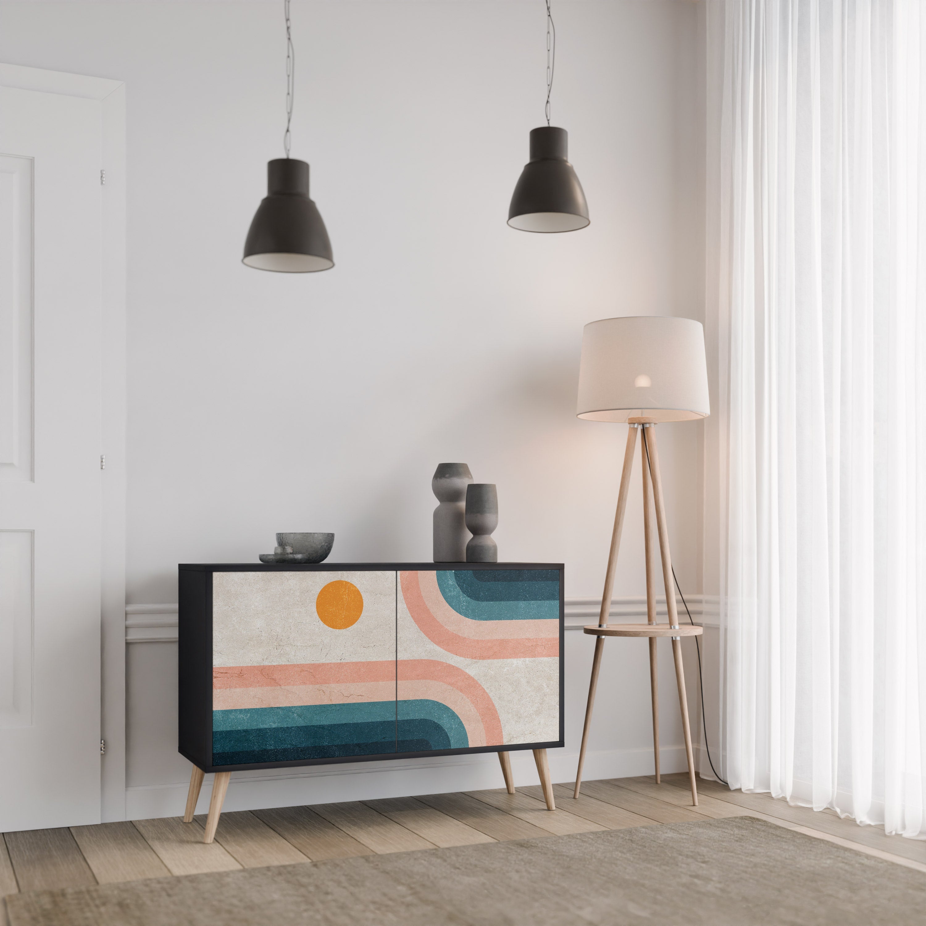 Buffet 2 portes TWO HALVES en finition noire