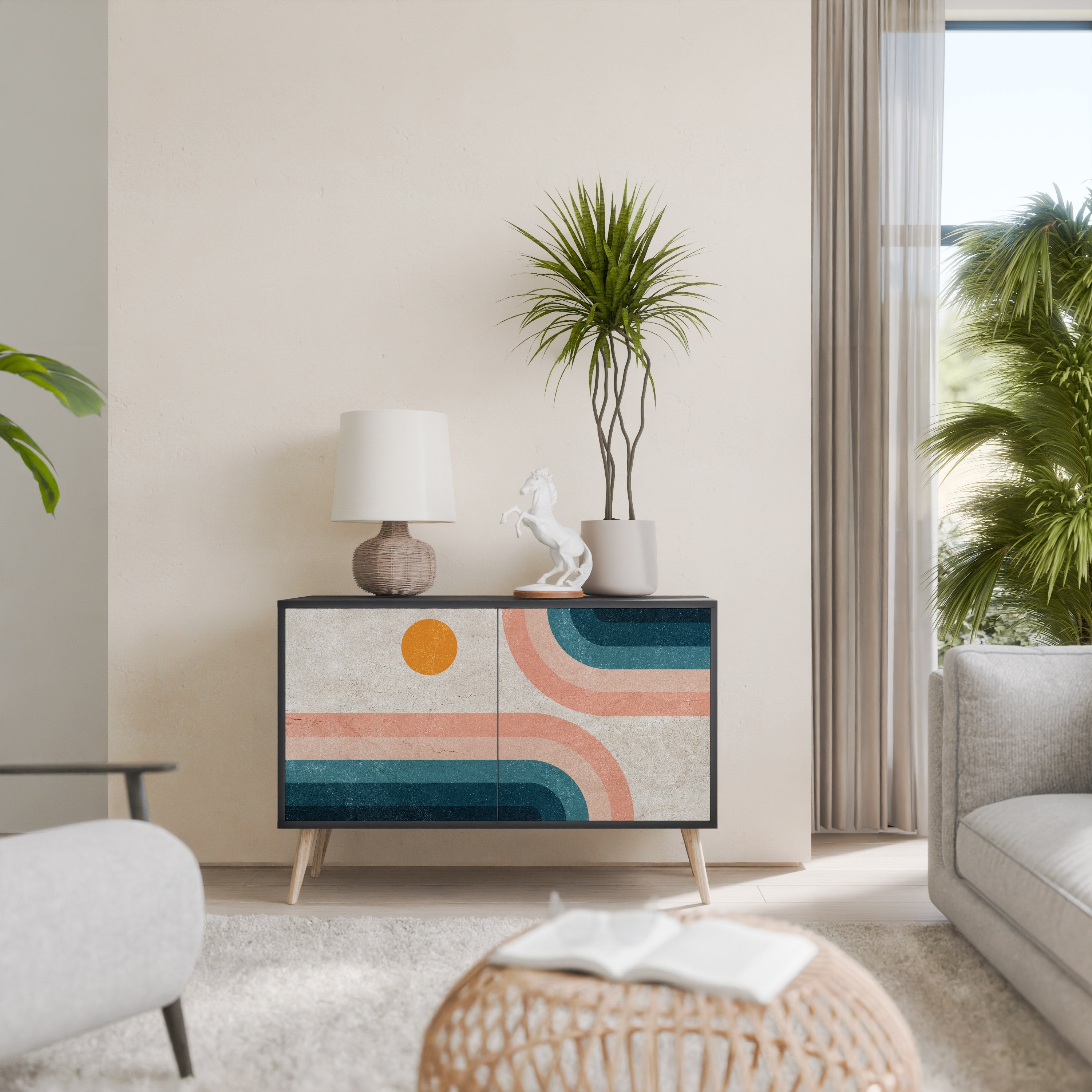 Buffet 2 portes TWO HALVES en finition noire