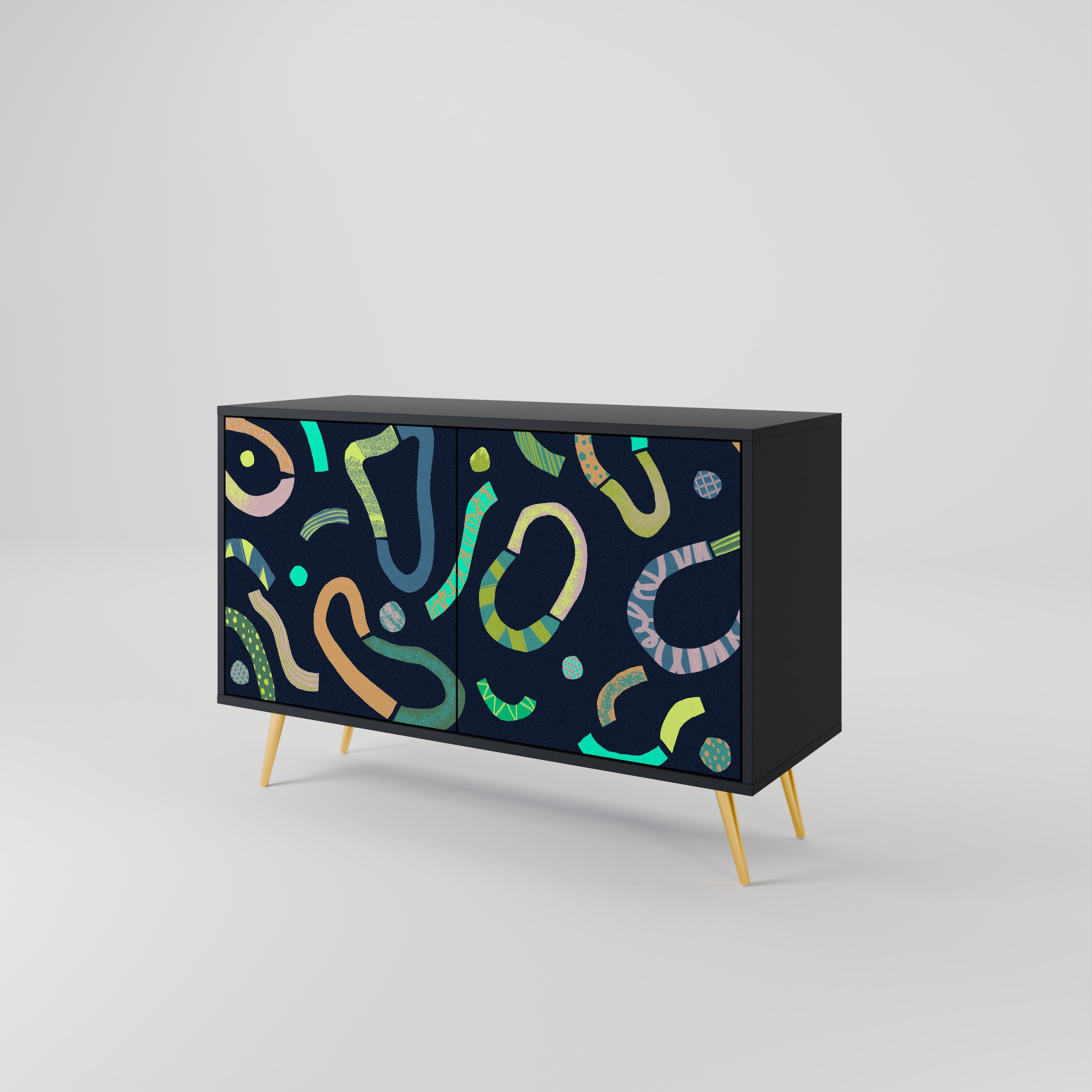 CONTRAST DANCE 2-Door Sideboard in Black Finish