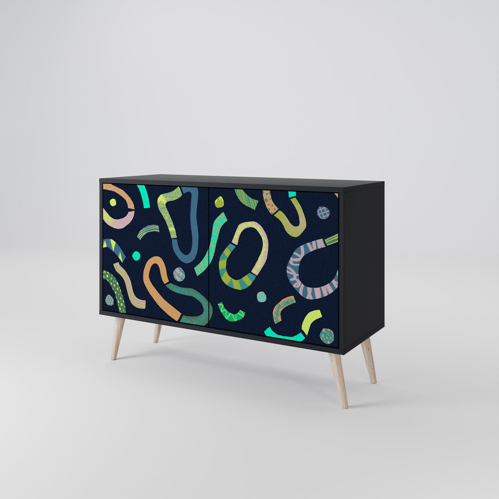 CONTRAST DANCE 2-Door Sideboard in Black Finish