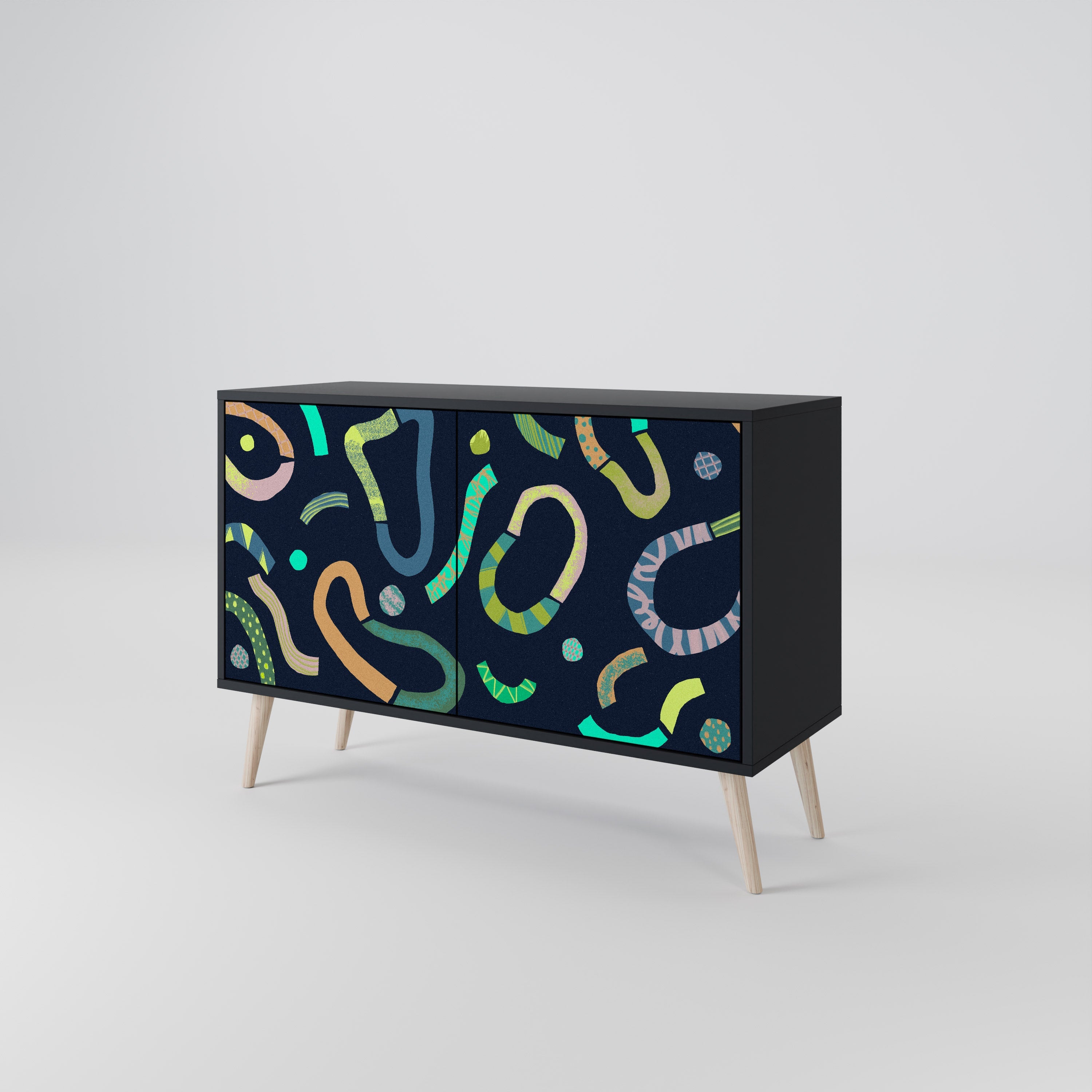 CONTRAST DANCE 2-Door Sideboard in Black Finish
